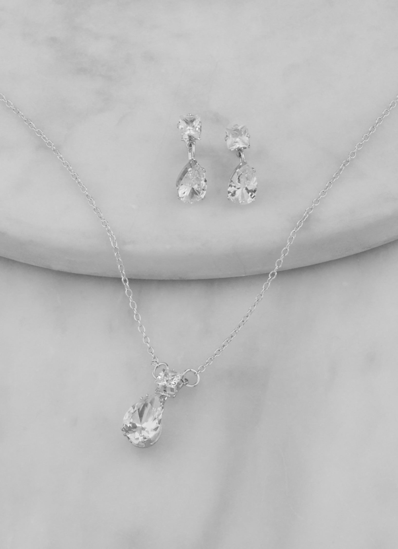 Cubic Zirconia Teardrop Pendant Necklace and Drop Earrings sold by Rainbow product image thumbnail 2