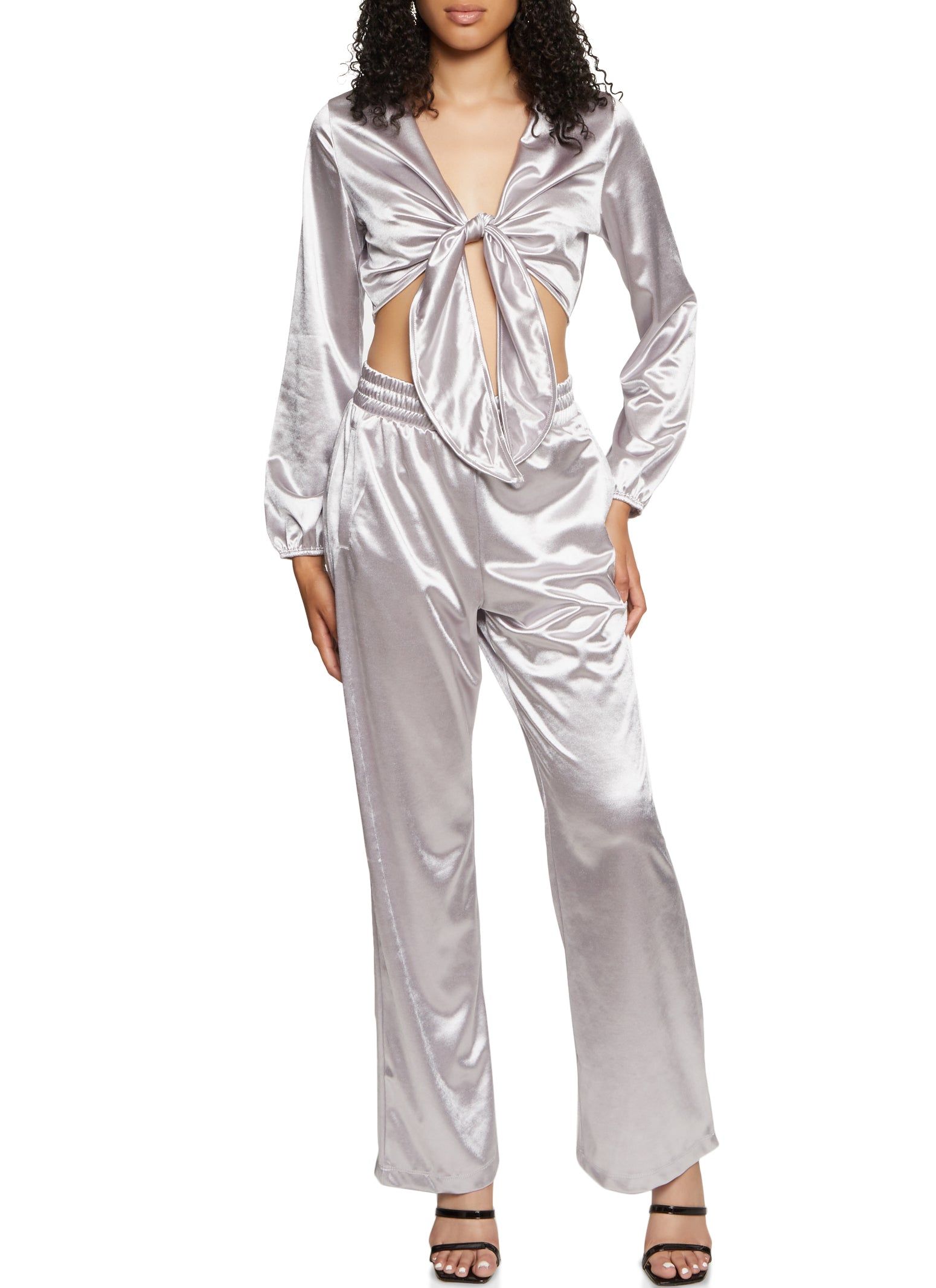 Spandex Tie Front Crop Top sold by Rainbow product image thumbnail 2