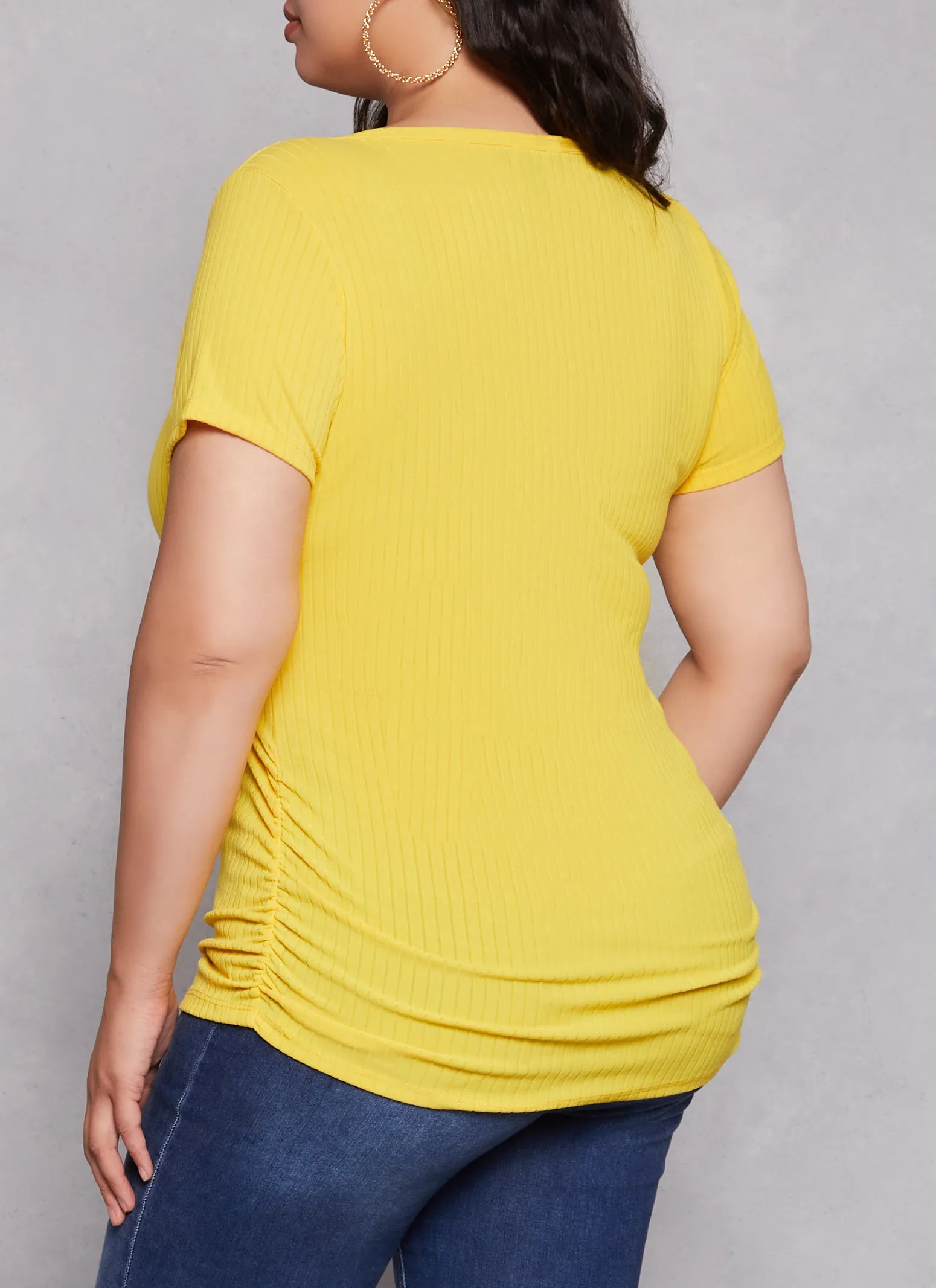 Plus Size Ribbed Caged V Neck Tee sold by Rainbow product image thumbnail 3