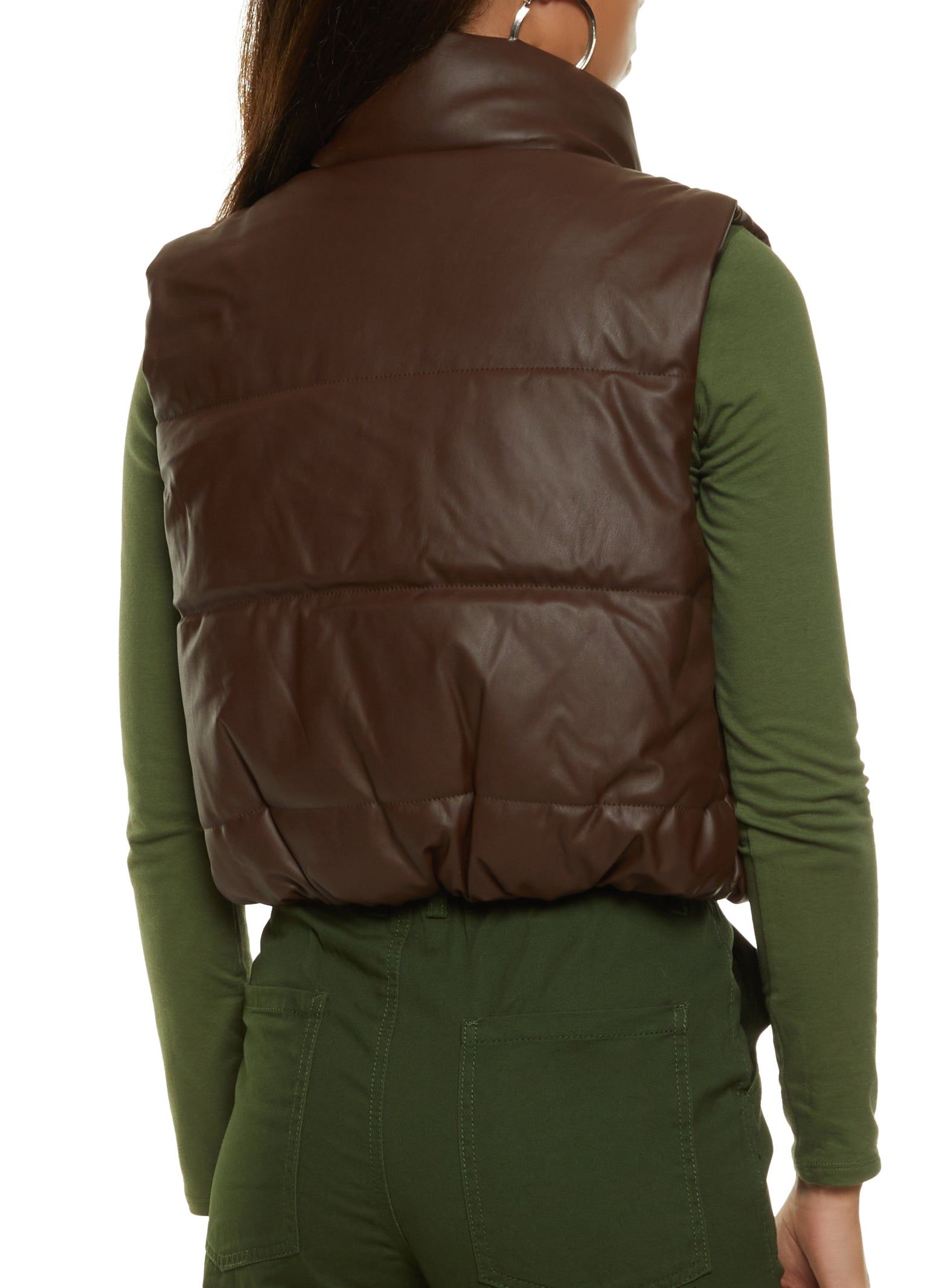 Faux Leather Cropped Puffer Vest sold by Rainbow product image thumbnail 2