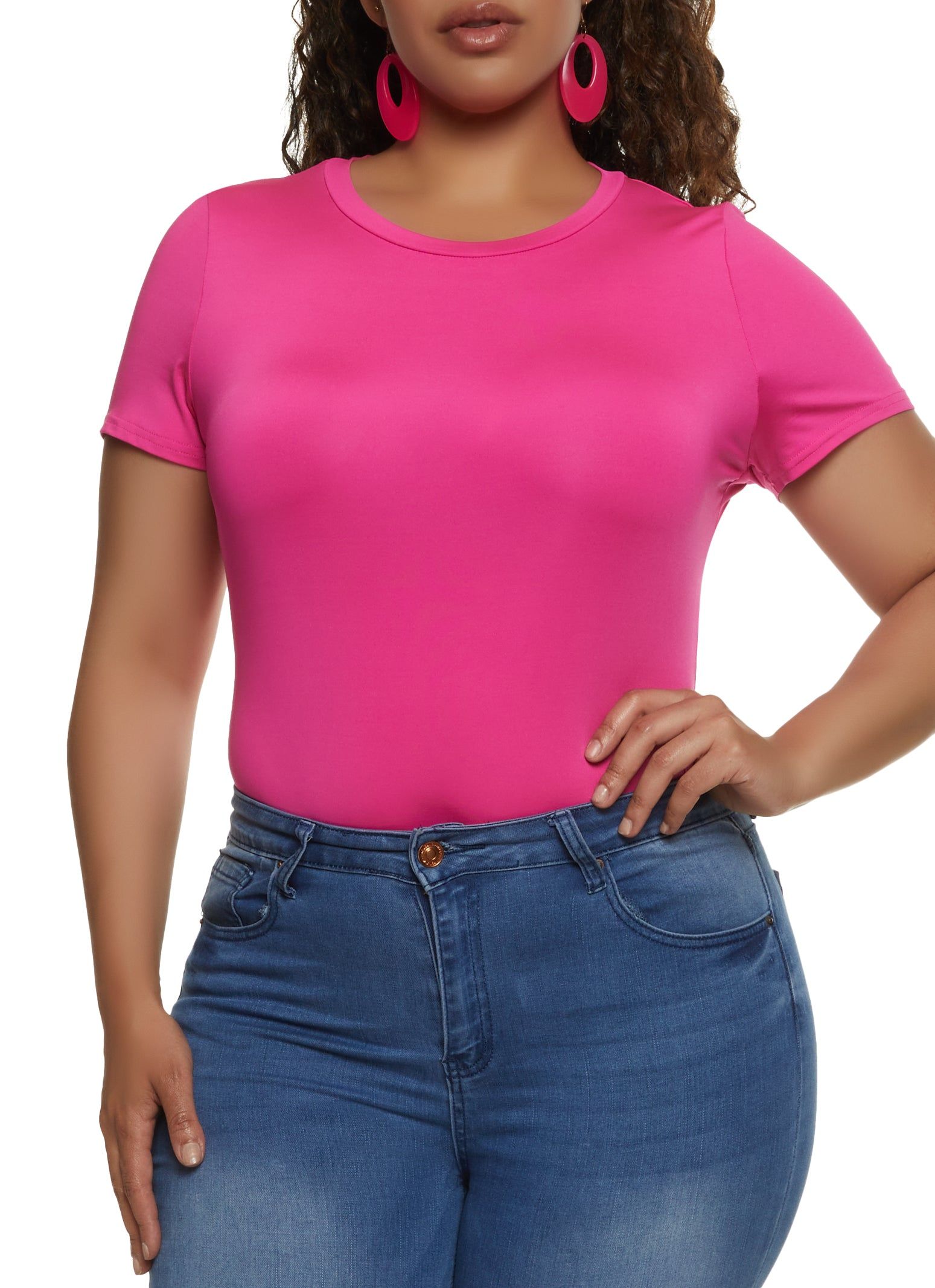 Plus Size Basic Crew Neck Short Sleeve Bodysuit sold by Rainbow product image thumbnail 2