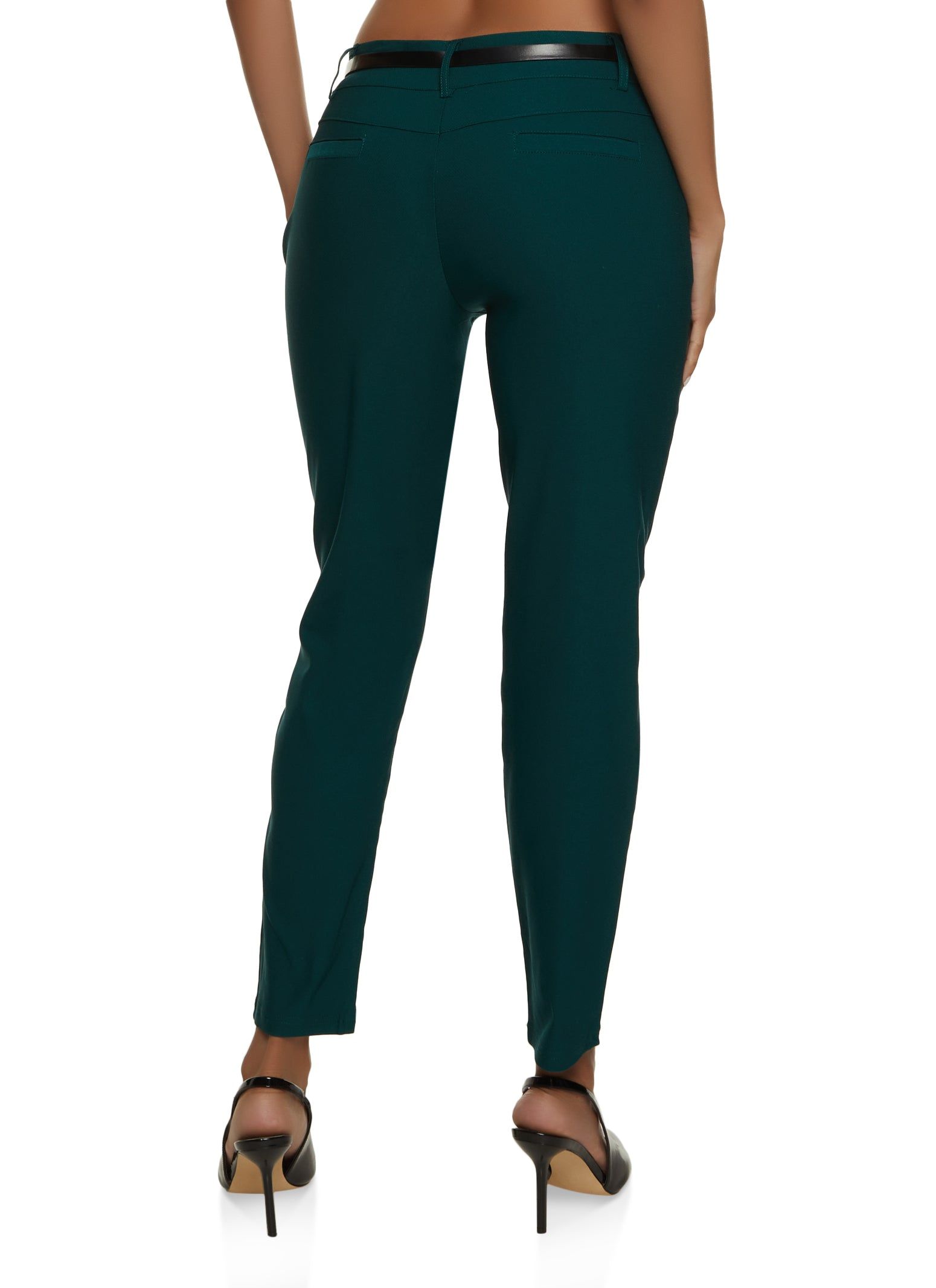 Solid Belted Skinny Leg Dress Pants sold by Rainbow product image thumbnail 2
