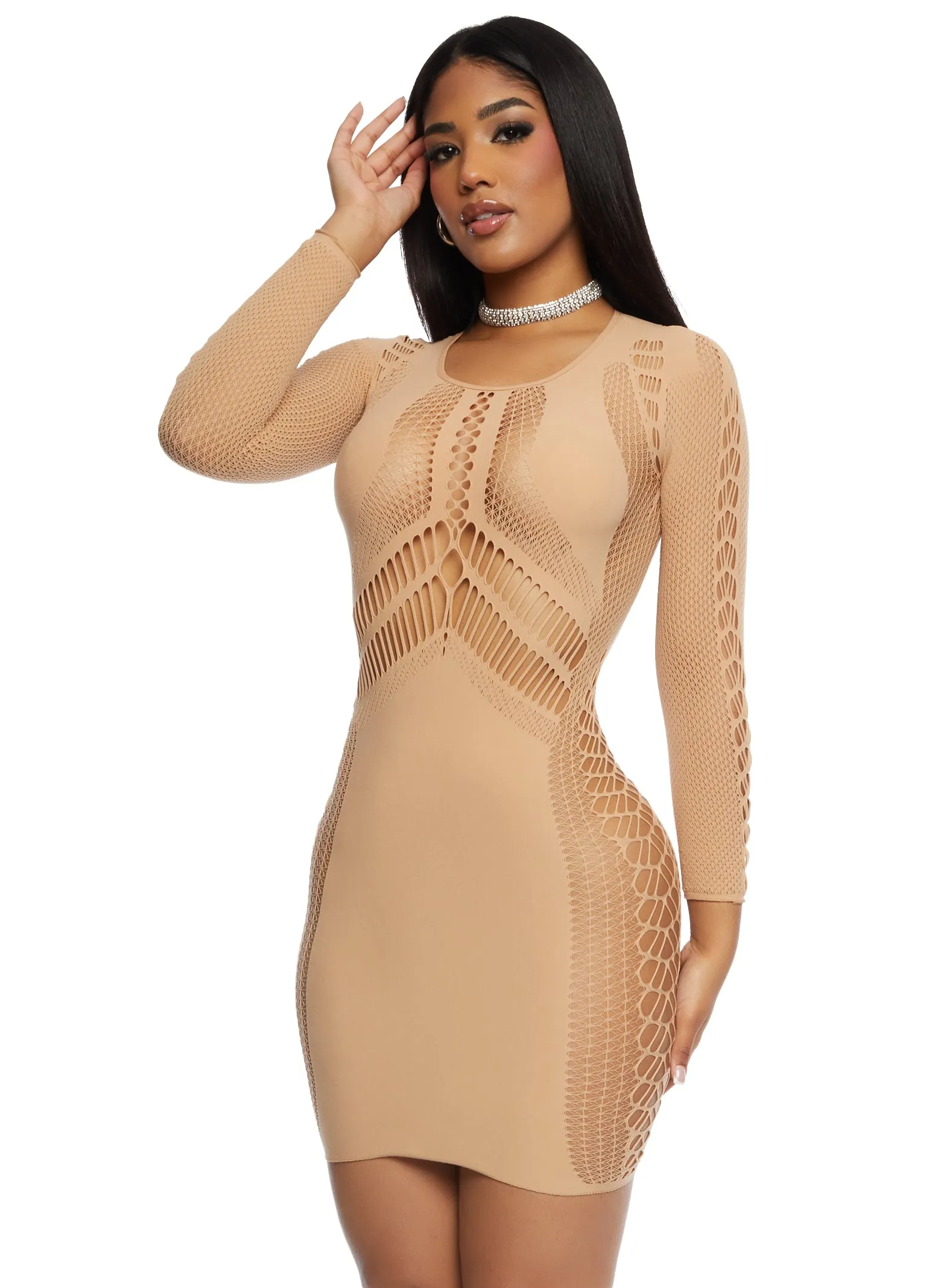 Seamless Long Sleeve Cut Out Mini Dress sold by Rainbow