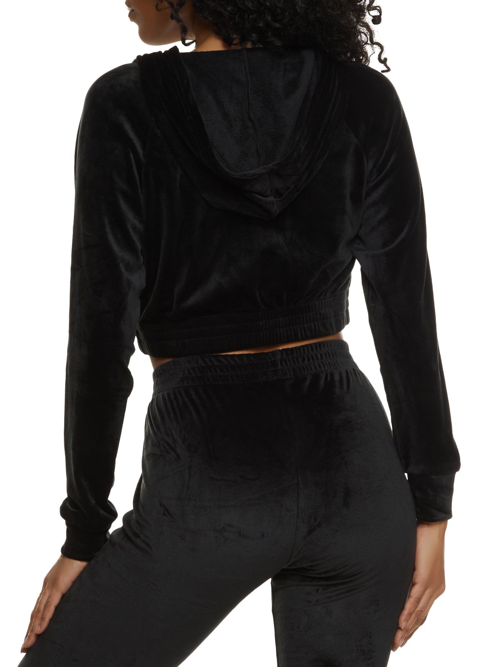 Velour Cropped Zip Front Hoodie sold by Rainbow product image thumbnail 3