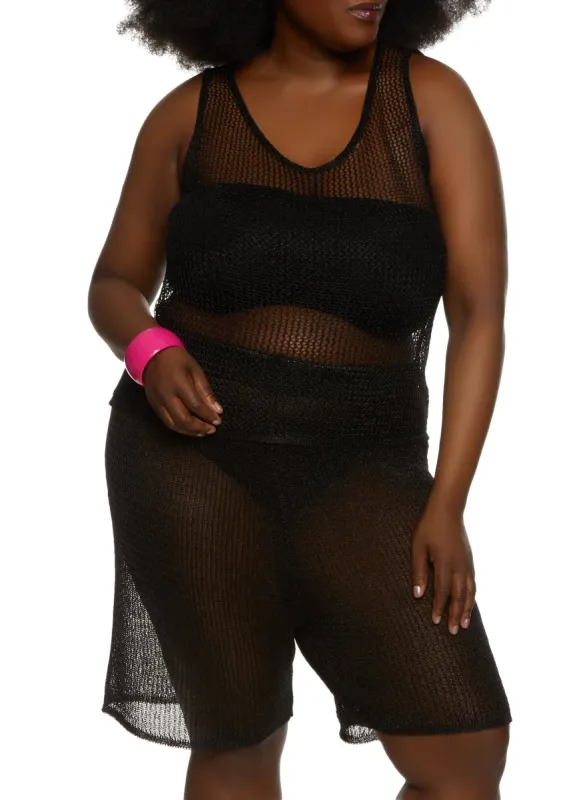 Plus Size Lurex Fishnet Tank Top sold by Rainbow