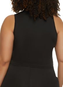 Plus Size Zip Up Cropped Tank Top sold by Rainbow