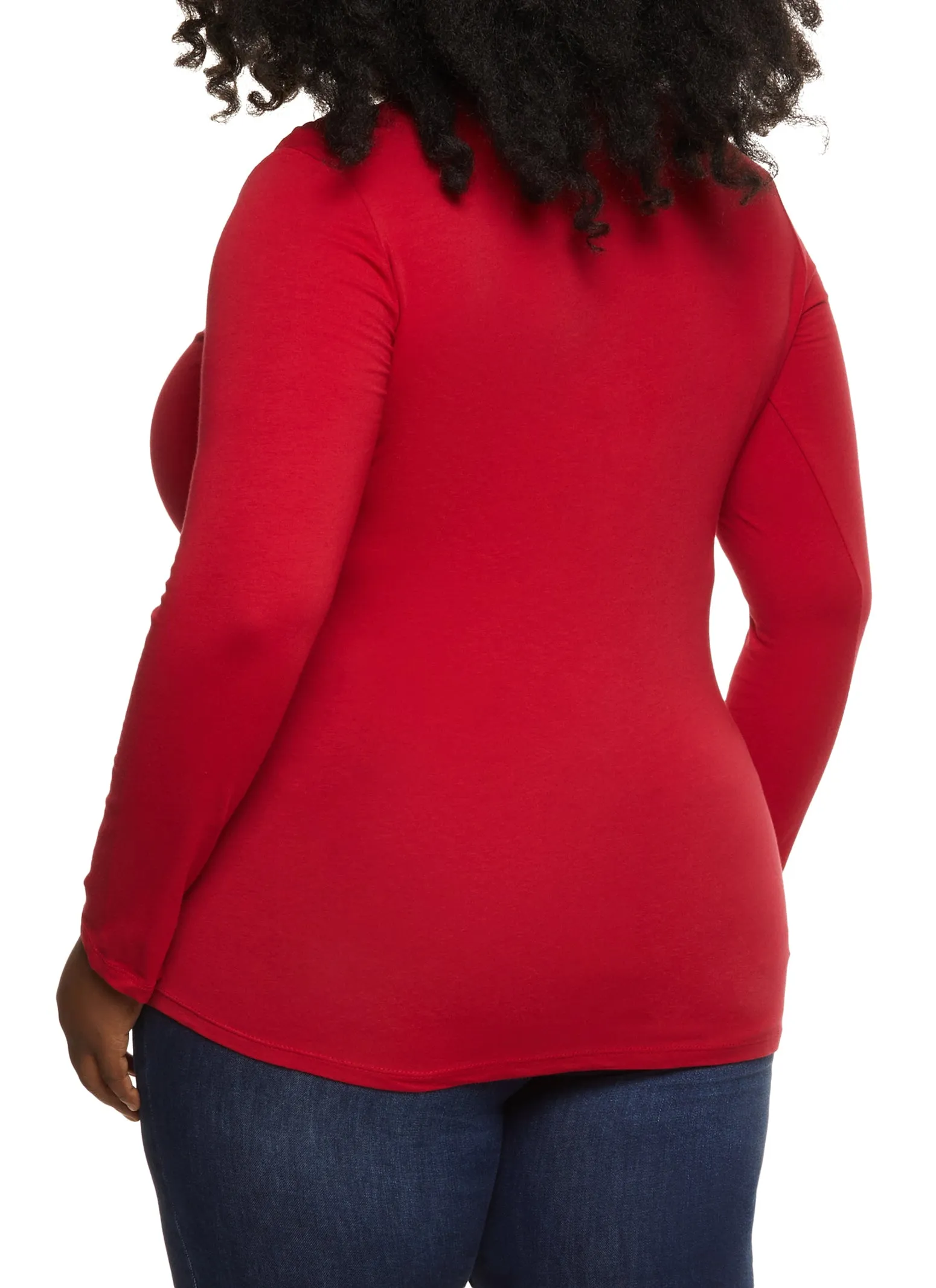 Plus Size Solid V Neck Long Sleeve Tee sold by Rainbow product image thumbnail 2