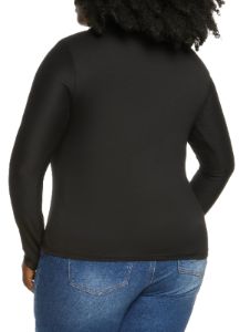 Plus Size Long Sleeve Keyhole Zip Front Top sold by Rainbow