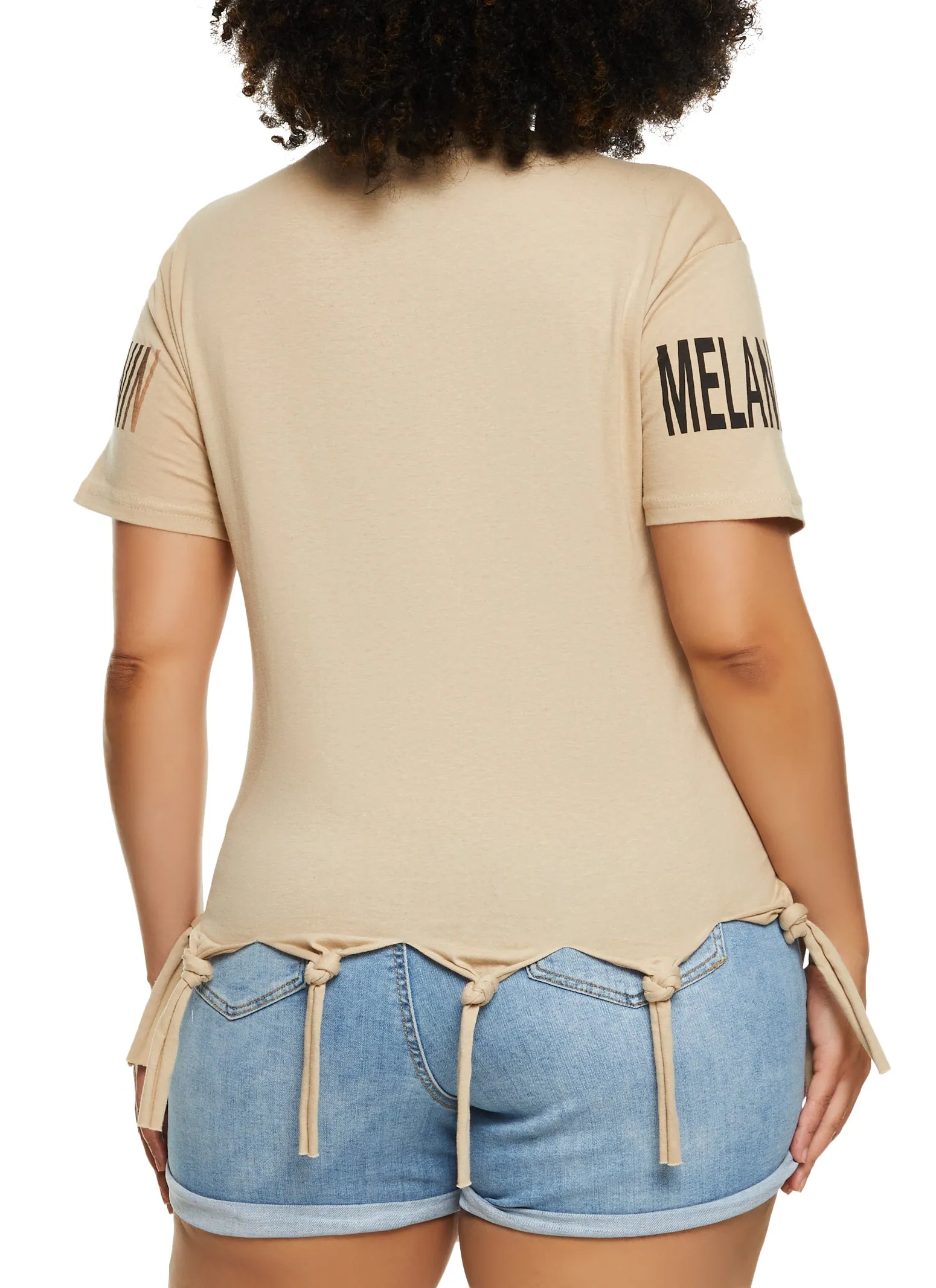 Plus Size Knotted Fringe Drippin In Melanin Graphic Tee sold by Rainbow product image thumbnail 3