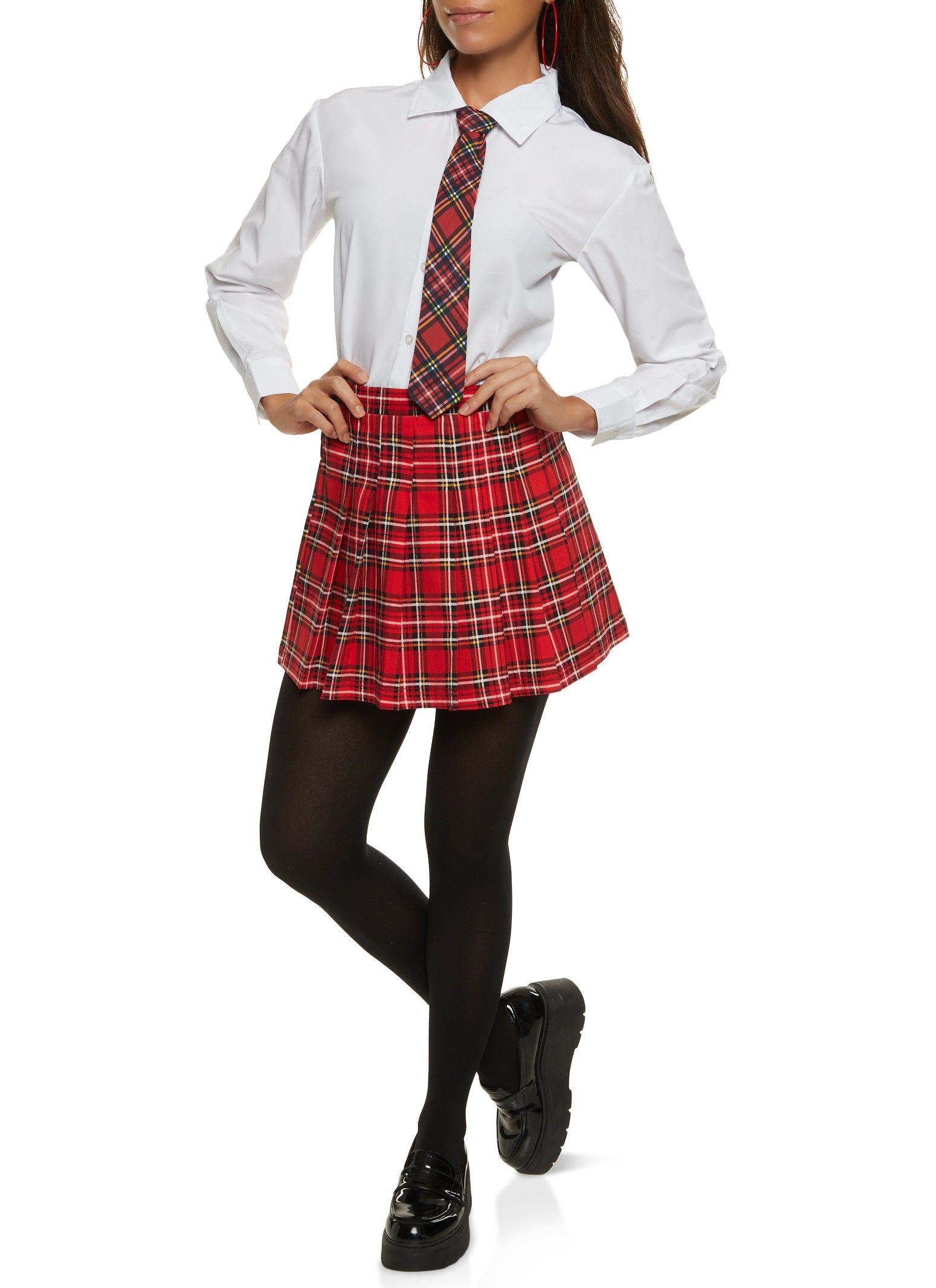 Stretch Plaid Pleated Skirt sold by Rainbow product image thumbnail 2