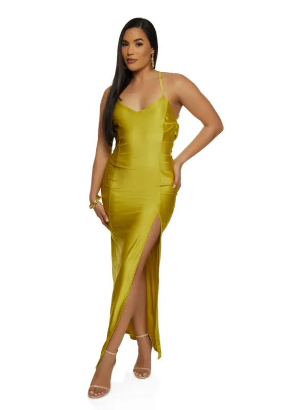 Spandex Criss Cross Side Slit Maxi Dress sold by Rainbow