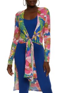 Tropical Print Tie Front High Low Top sold by Rainbow