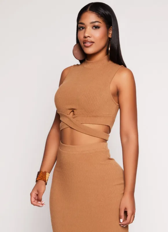 Ribbed Mock Neck Keyhole Tank Top sold by Rainbow