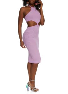 Halter Cut Out Knot Detail Midi Dress sold by Rainbow