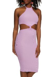 Halter Cut Out Knot Detail Midi Dress sold by Rainbow