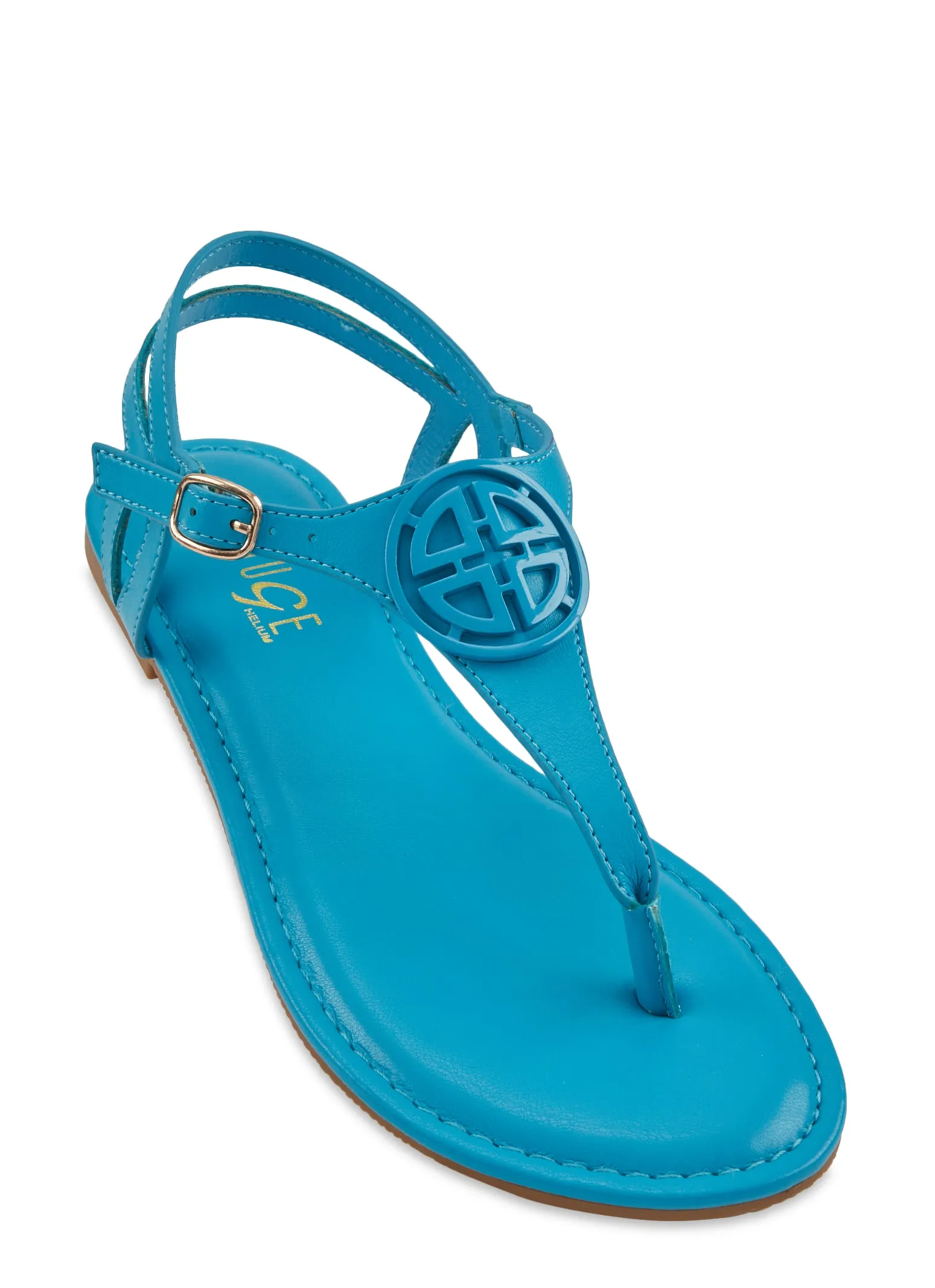 Geo Pendant Thong Ankle Strap Sandals sold by Rainbow