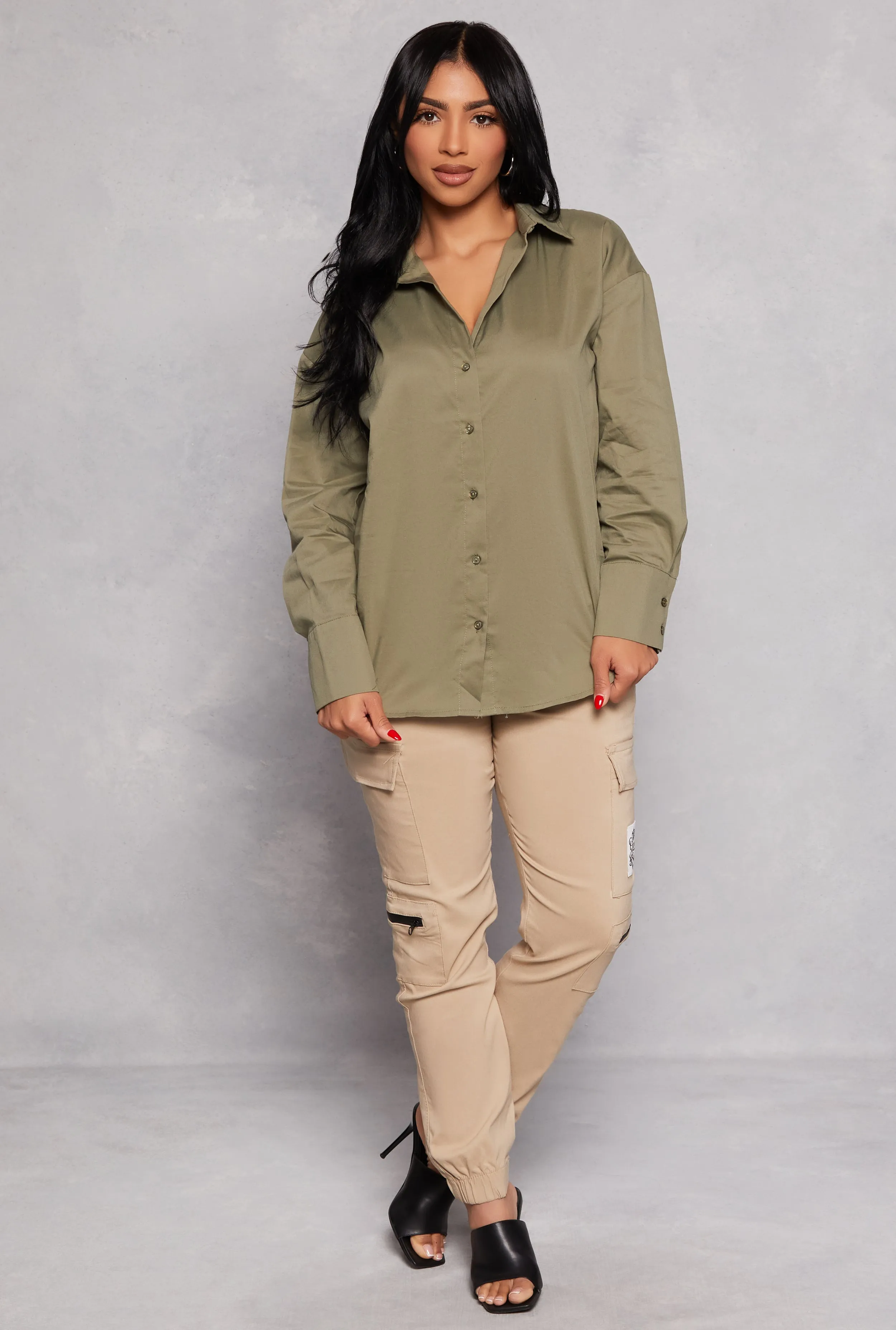 Button Front Long Sleeve Tunic Shirt sold by Rainbow product image thumbnail 2