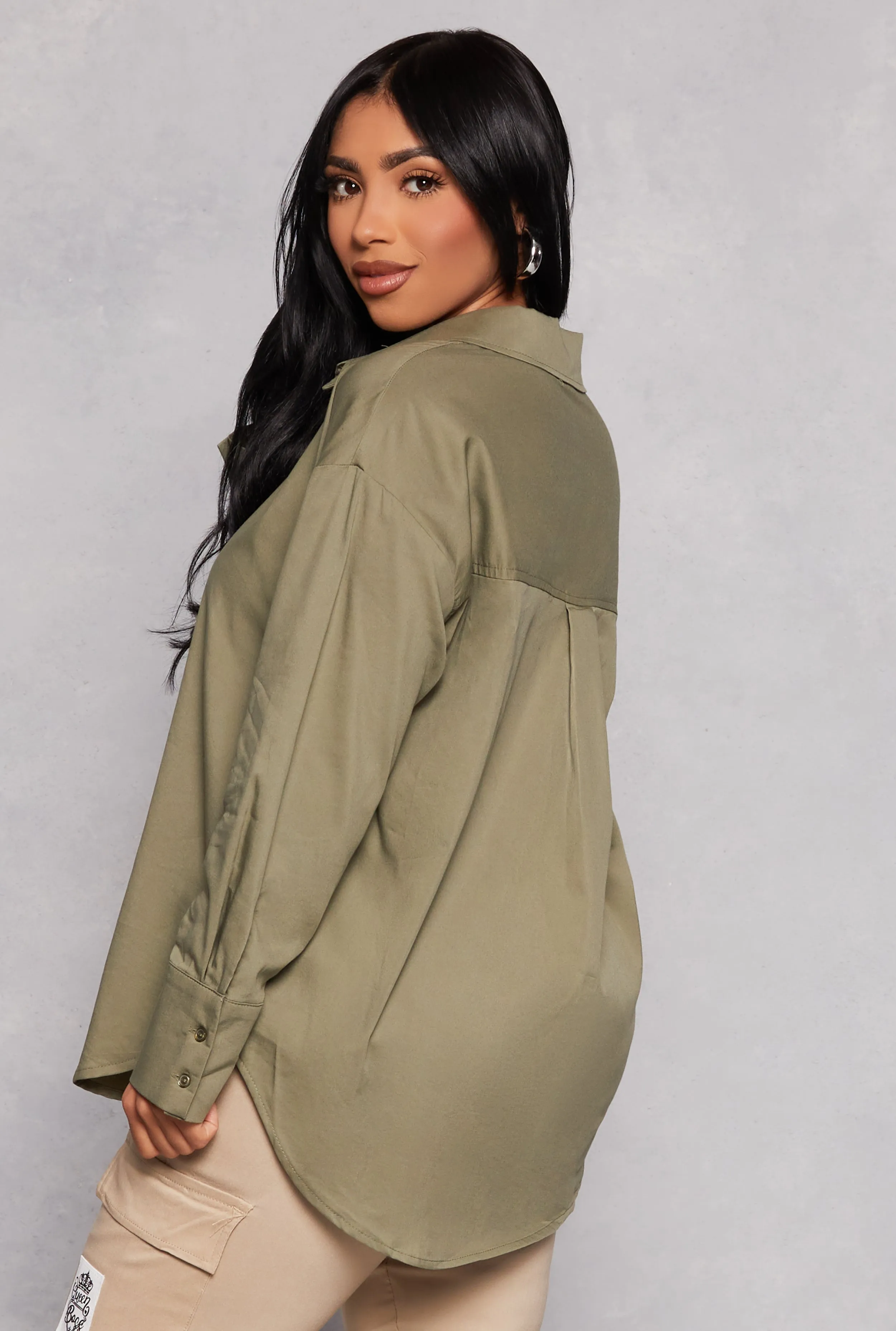 Button Front Long Sleeve Tunic Shirt sold by Rainbow product image thumbnail 3