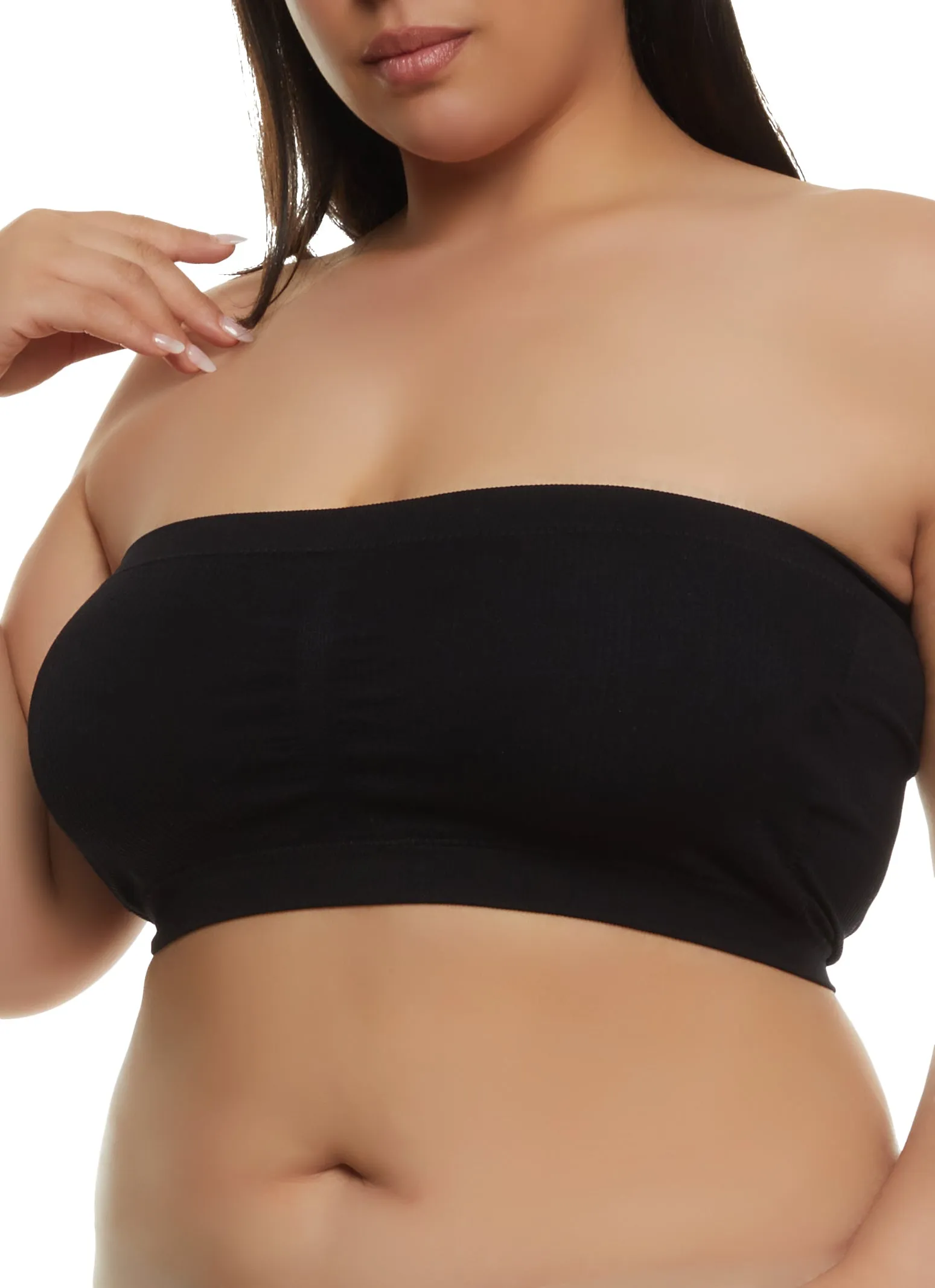 Plus Size Ribbed Seamless Bandeau Bra sold by Rainbow