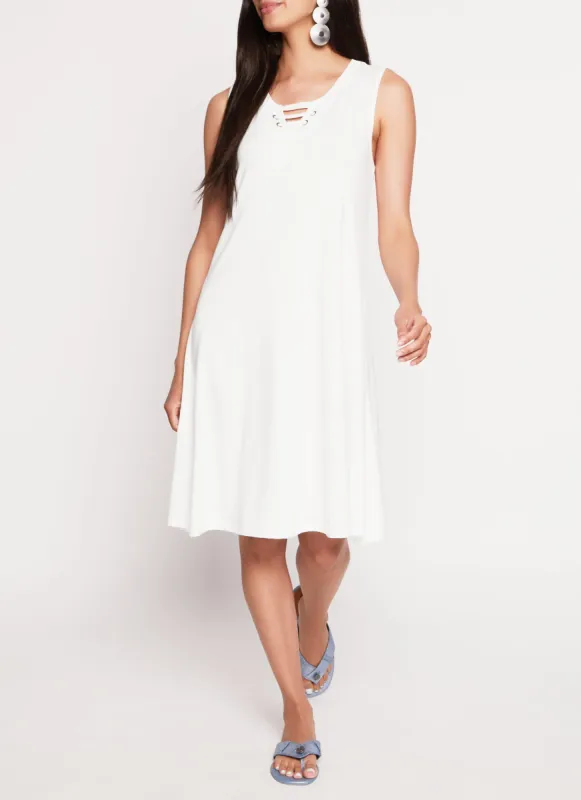 Caging Crew Neck Sleeveless Dress sold by Rainbow