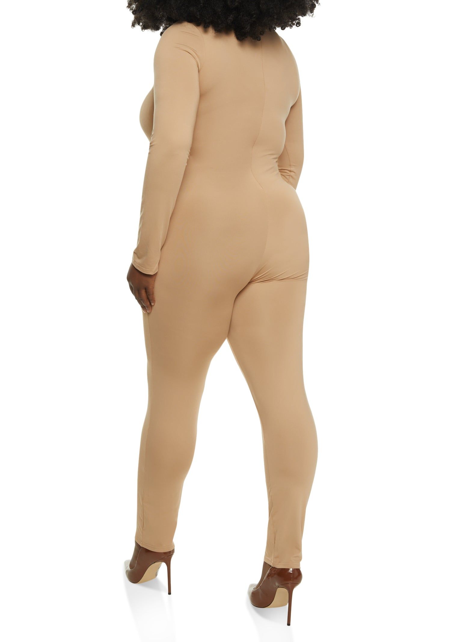 Plus Size Long Sleeve Mock Neck Catsuit sold by Rainbow product image thumbnail 2
