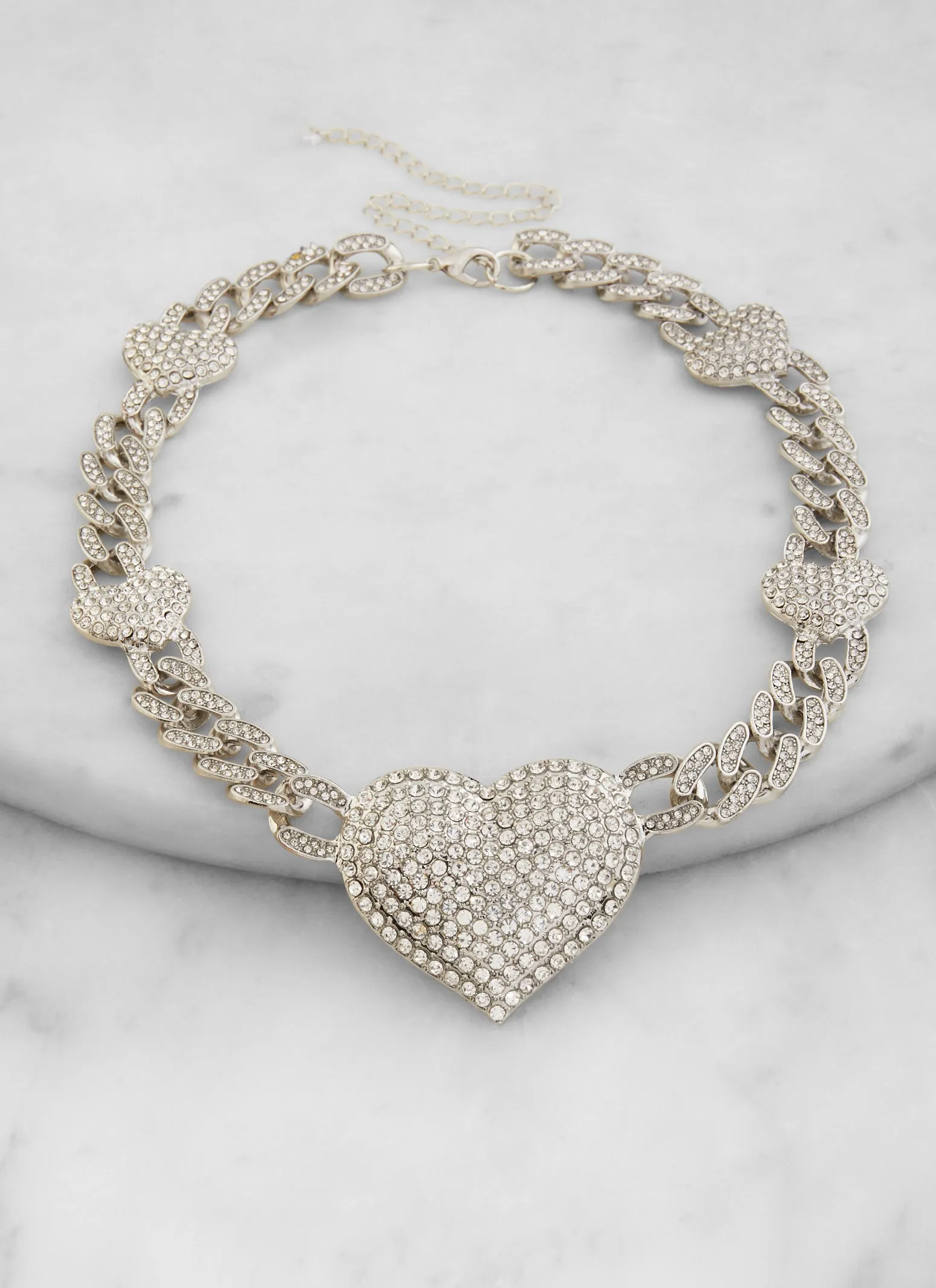 Pave Cubic Zirconia Heart Chain Necklace sold by Rainbow product image thumbnail 2