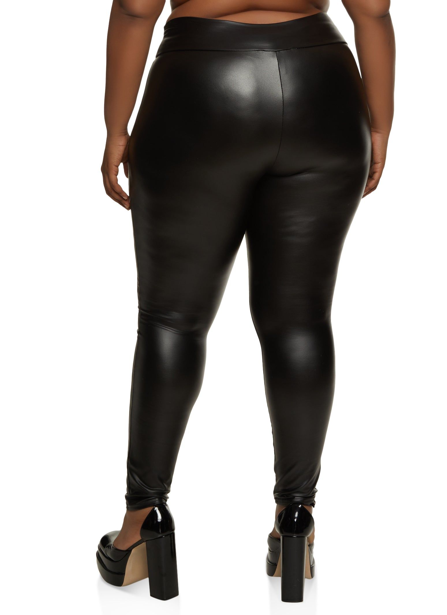 Plus Size Faux Leather Fleece Lined Leggings sold by Rainbow product image thumbnail 2