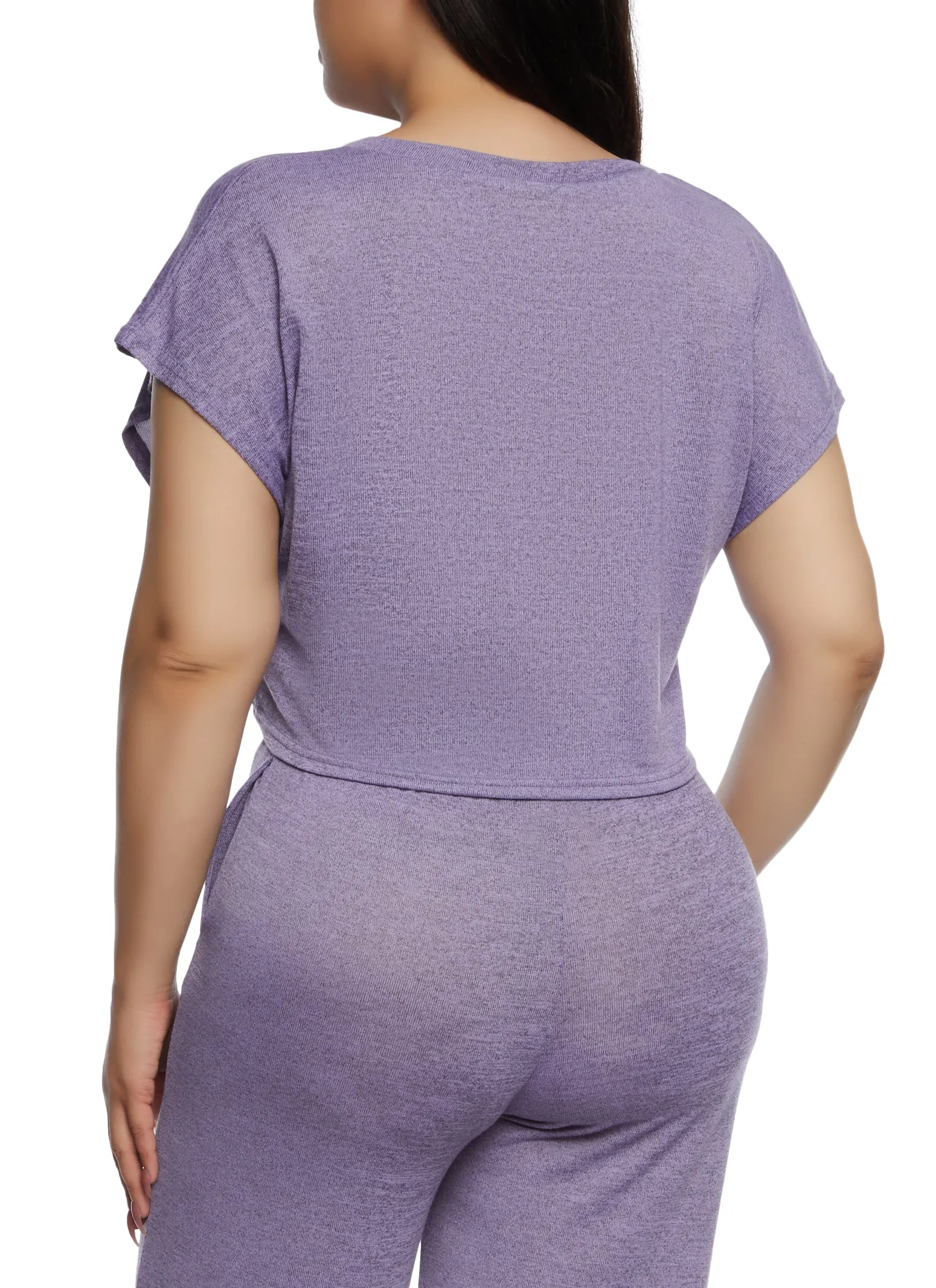 Plus Size Daisy Brushed Knit Crew Neck Crop Top sold by Rainbow product image thumbnail 3