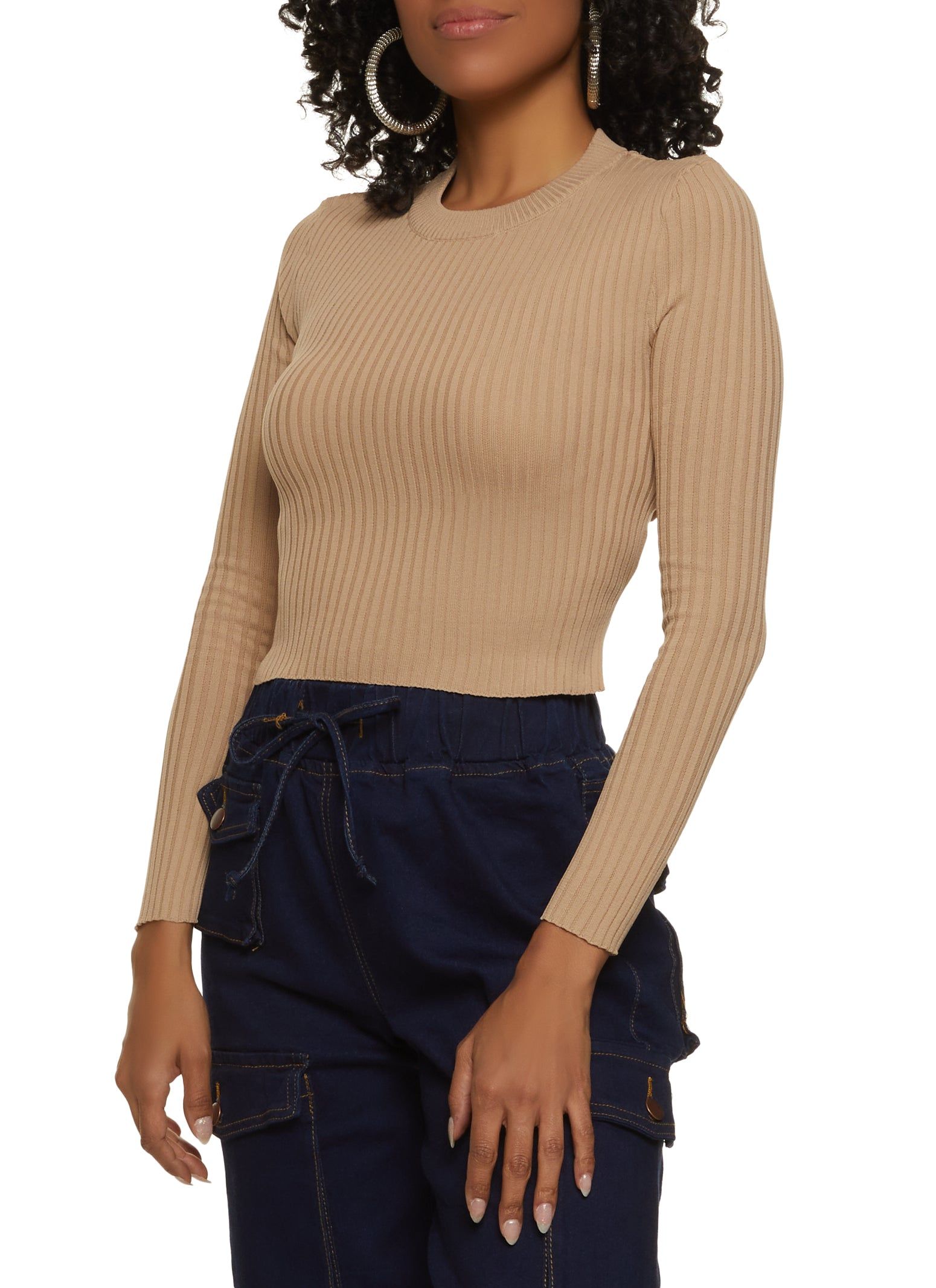 Ribbed Knit Lace Up Back Crop Top sold by Rainbow product image thumbnail 2