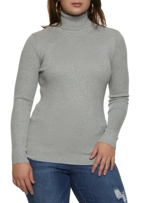Plus Size Ribbed Turtleneck Sweater sold by Rainbow