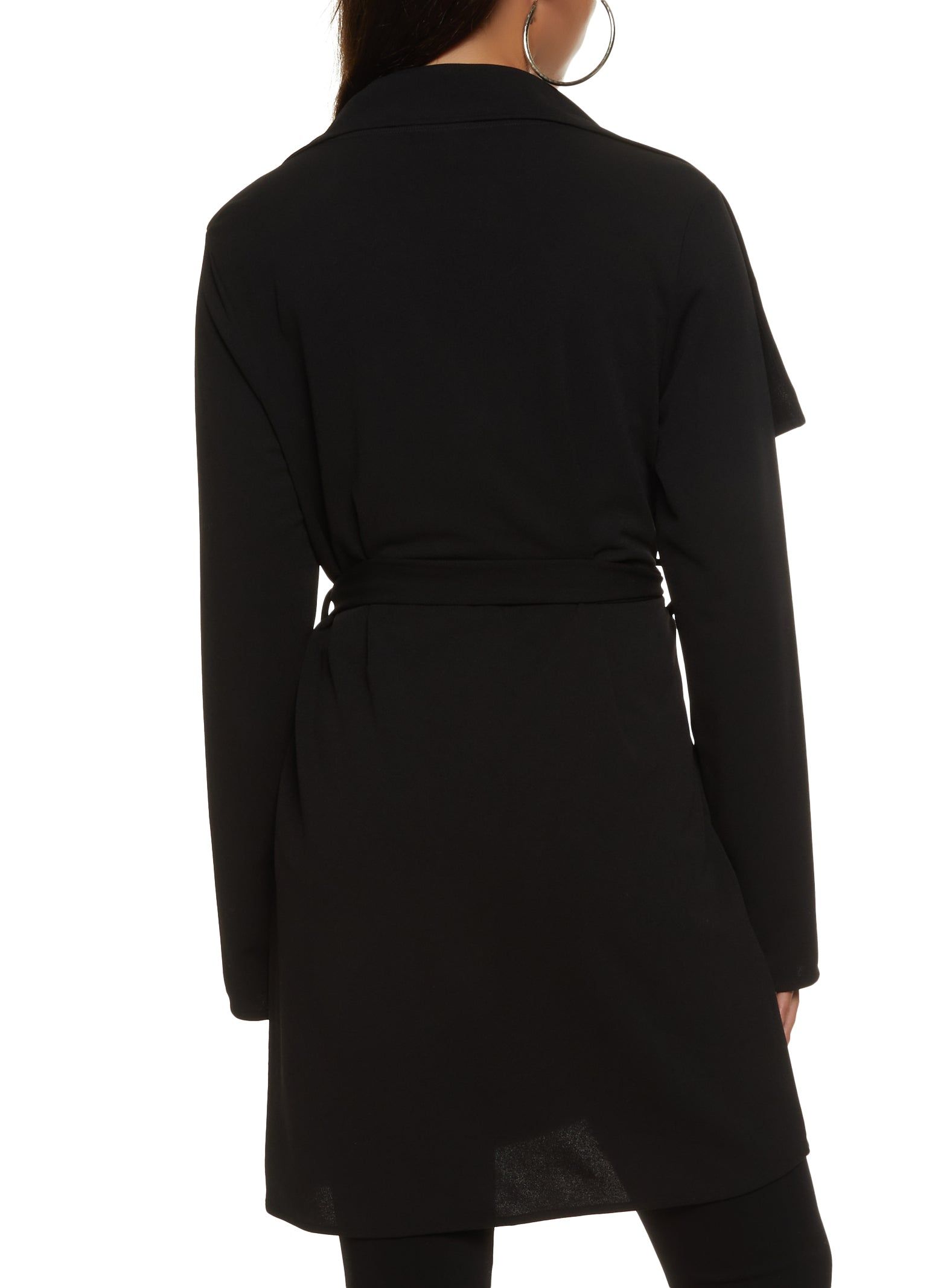 Crepe Knit Draped Collar Wrap Coat sold by Rainbow product image thumbnail 3