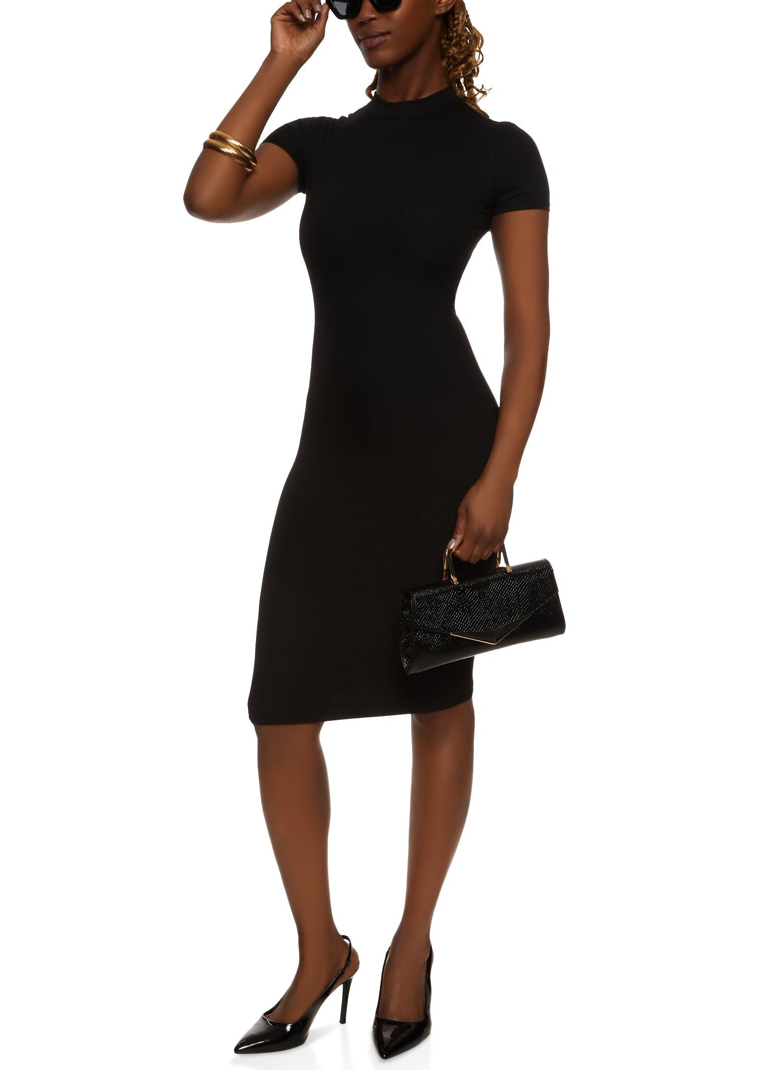 Ribbed Knit Midi T Shirt Dress sold by Rainbow