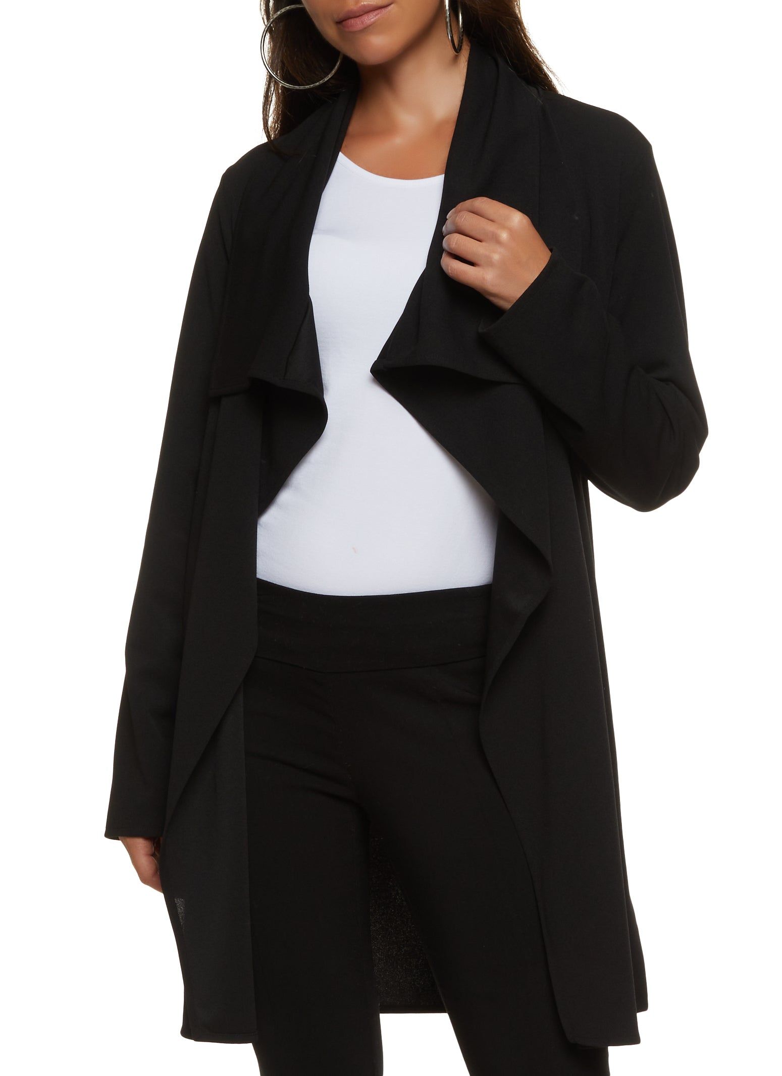 Crepe Knit Draped Collar Wrap Coat sold by Rainbow product image thumbnail 2