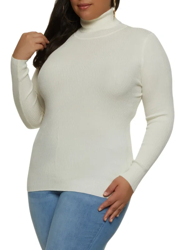 Plus Size Ribbed Turtleneck Sweater sold by Rainbow