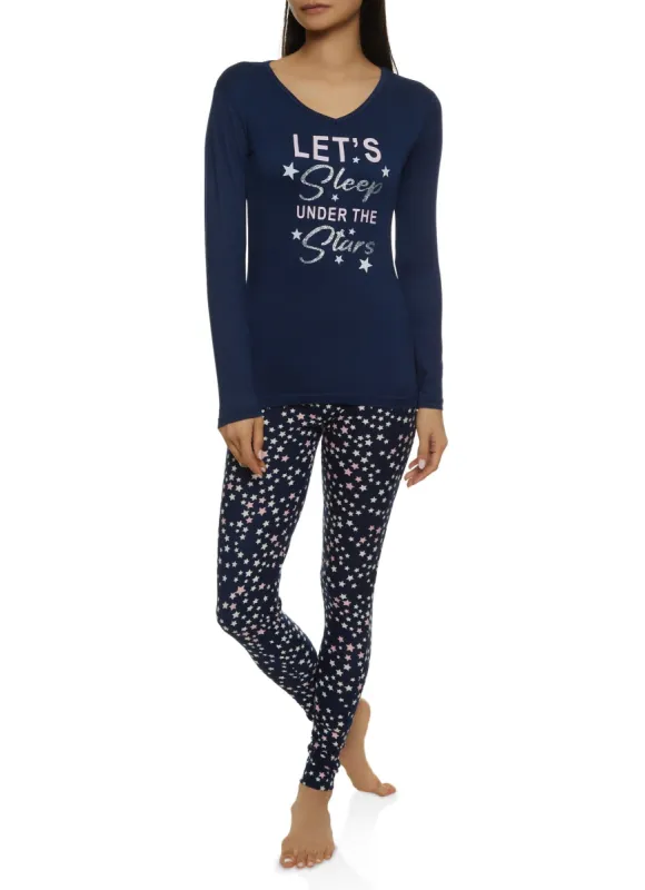 Lets Sleep Graphic Pajama Top and Pants sold by Rainbow