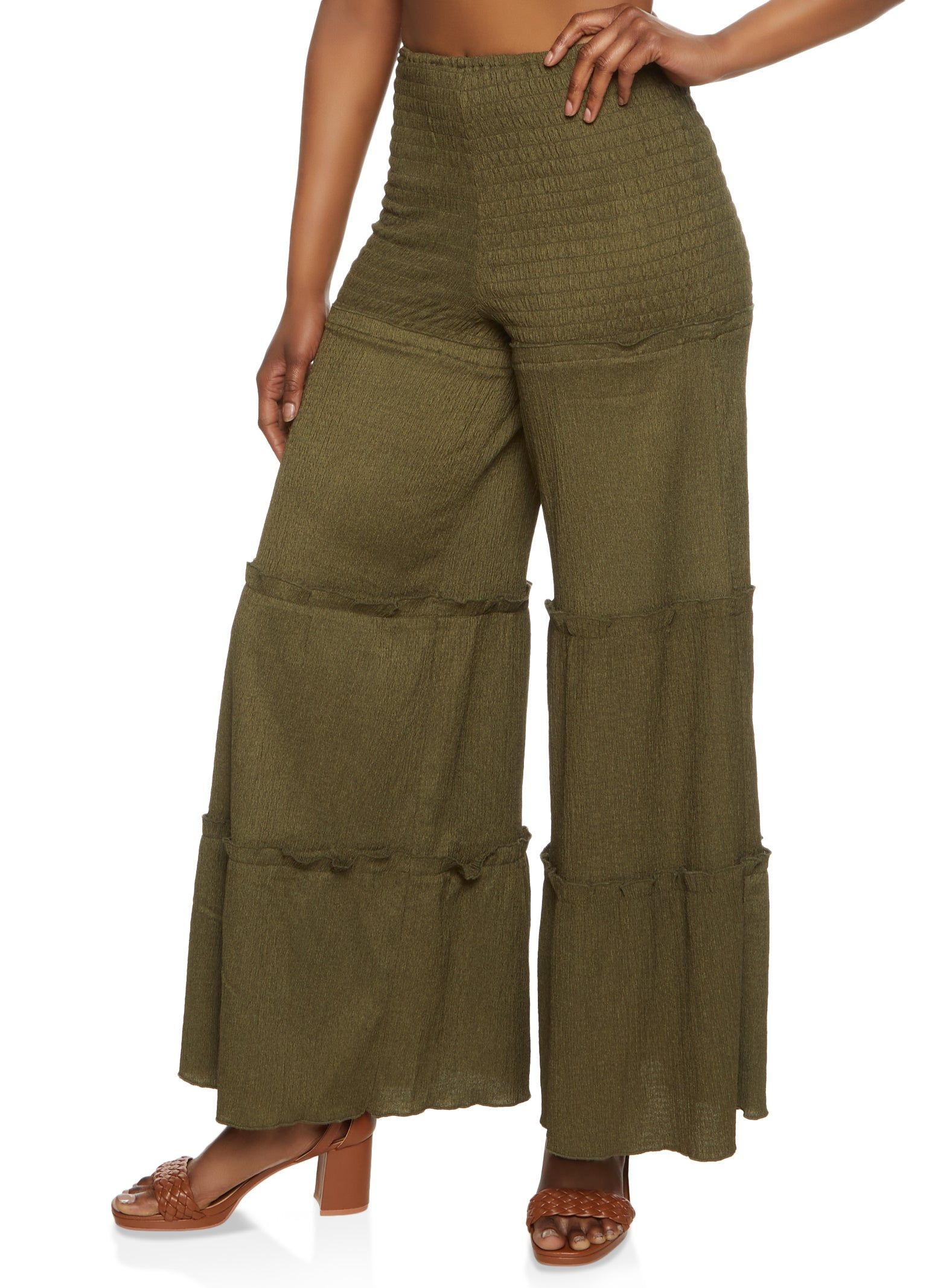 Smocked Tiered Palazzo Pants sold by Rainbow