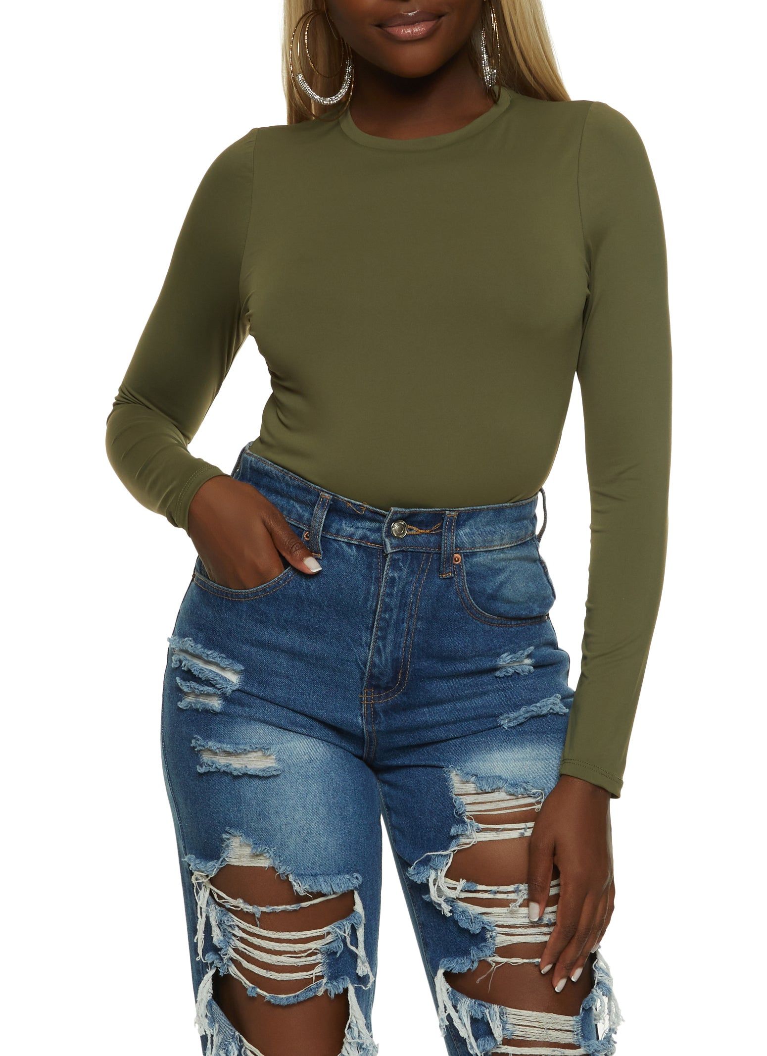 Crew Neck Long Sleeve Bodysuit sold by Rainbow product image thumbnail 2