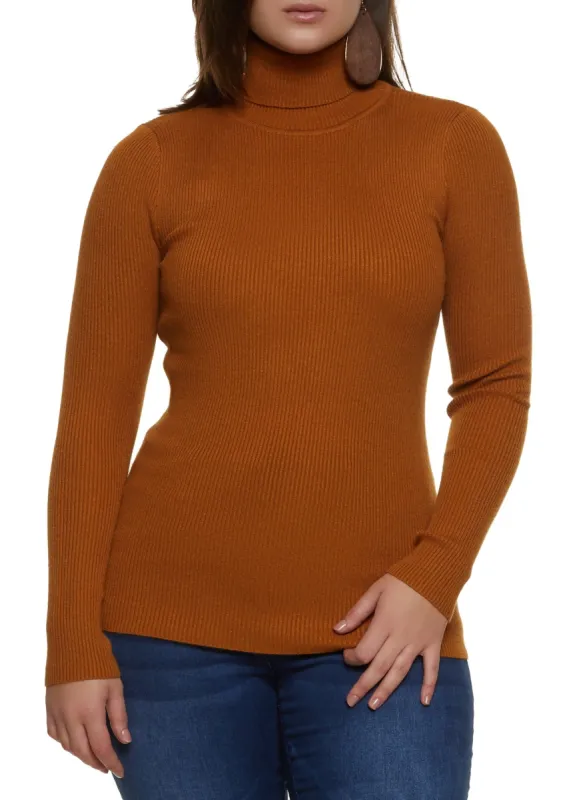 Plus Size Ribbed Turtleneck Sweater sold by Rainbow