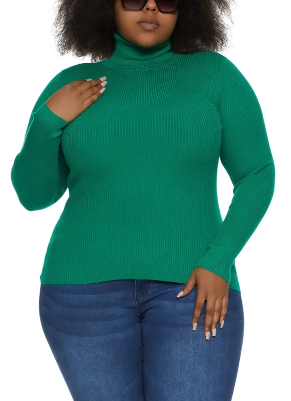 Plus Size Ribbed Turtleneck Sweater sold by Rainbow