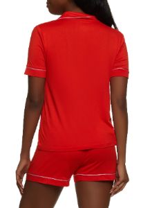 Luv Me Contrast Trim Pajama Shirt and Shorts sold by Rainbow