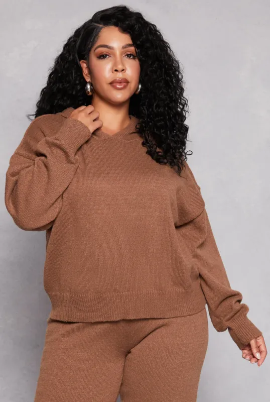 Plus Size Brushed Knit Pullover Hoodie sold by Rainbow