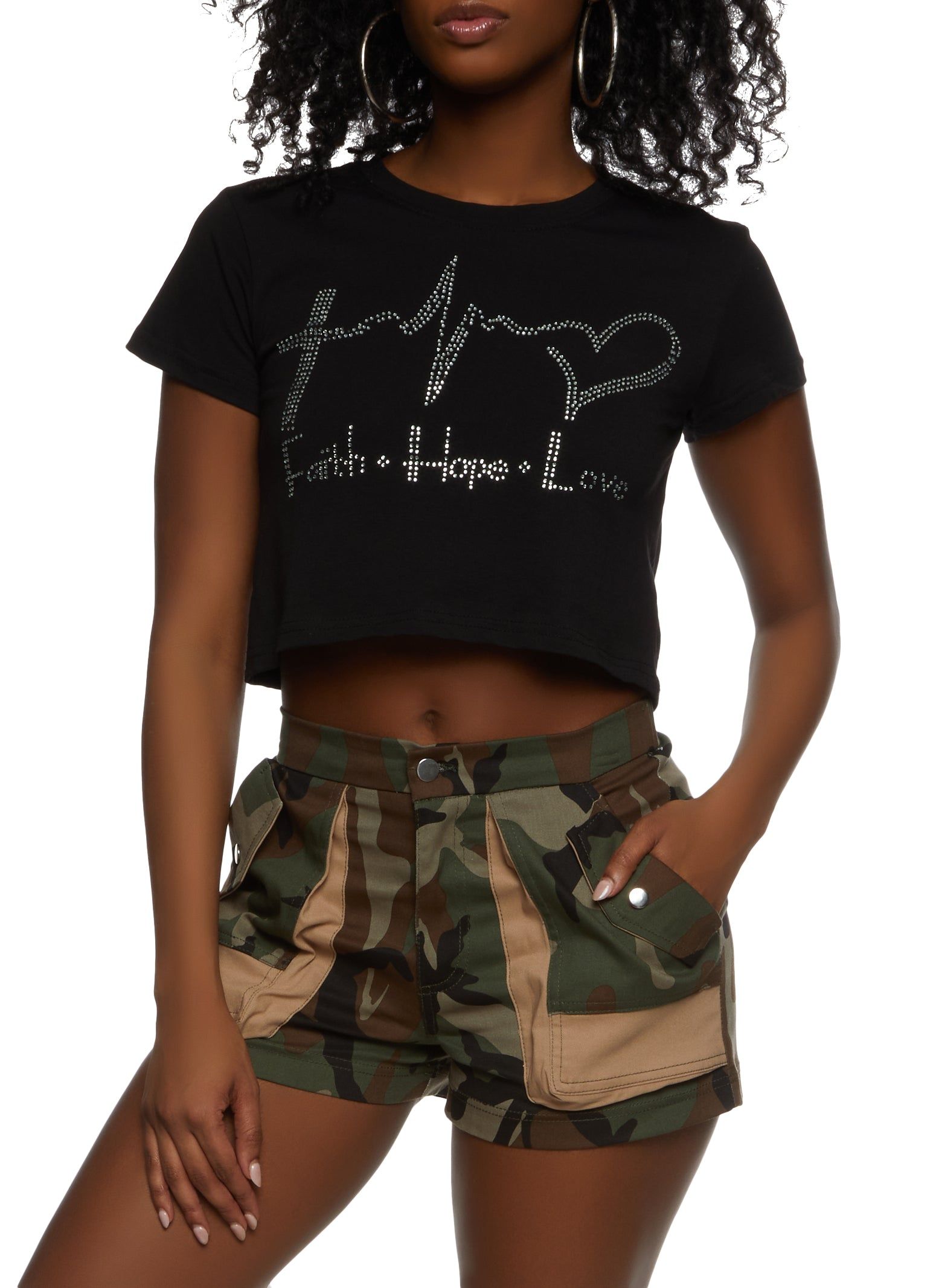 Faith Hope Love Rhinestone Graphic Tee sold by Rainbow