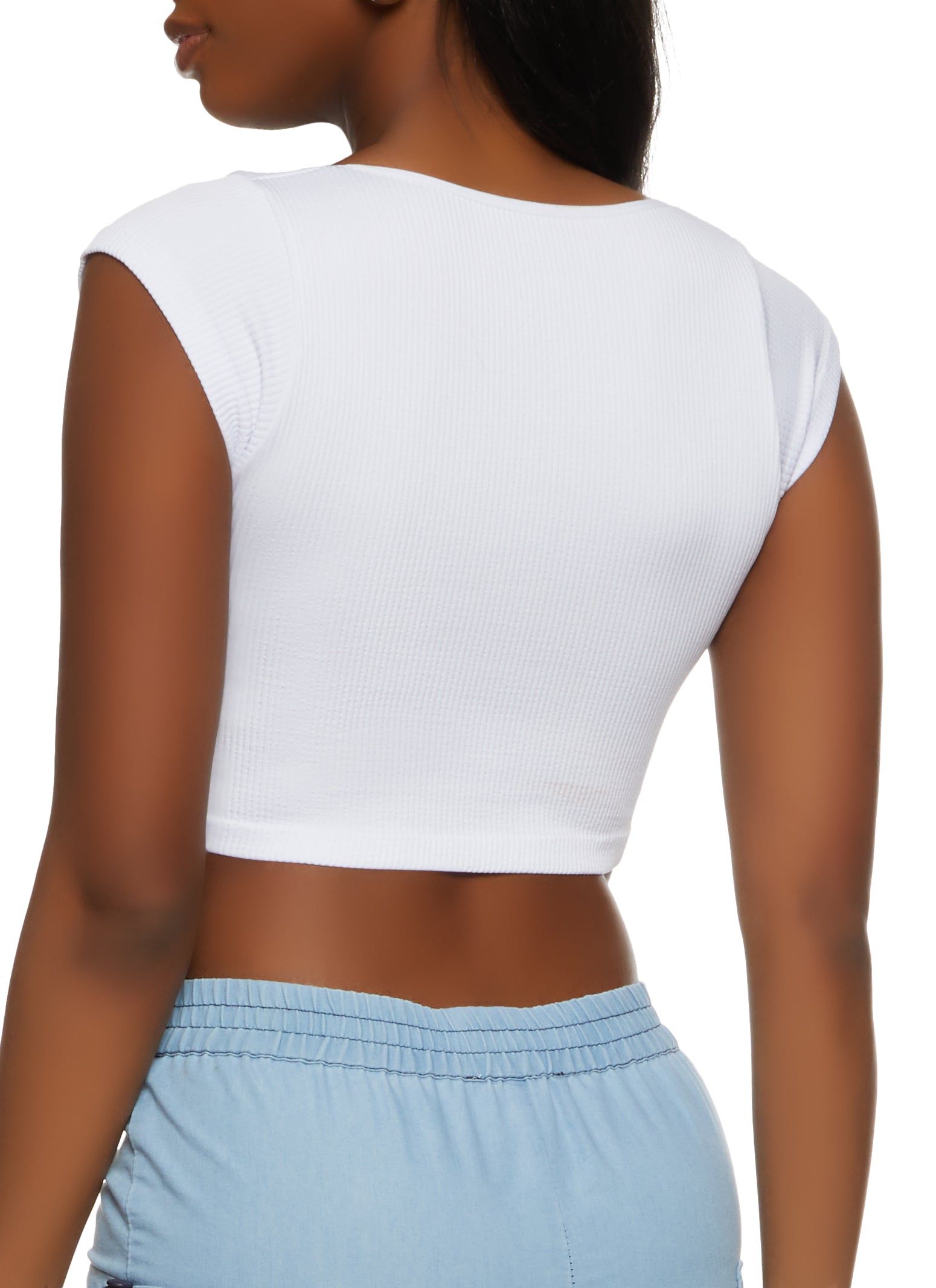 Ribbed Notch Neck Crop Top sold by Rainbow product image thumbnail 2