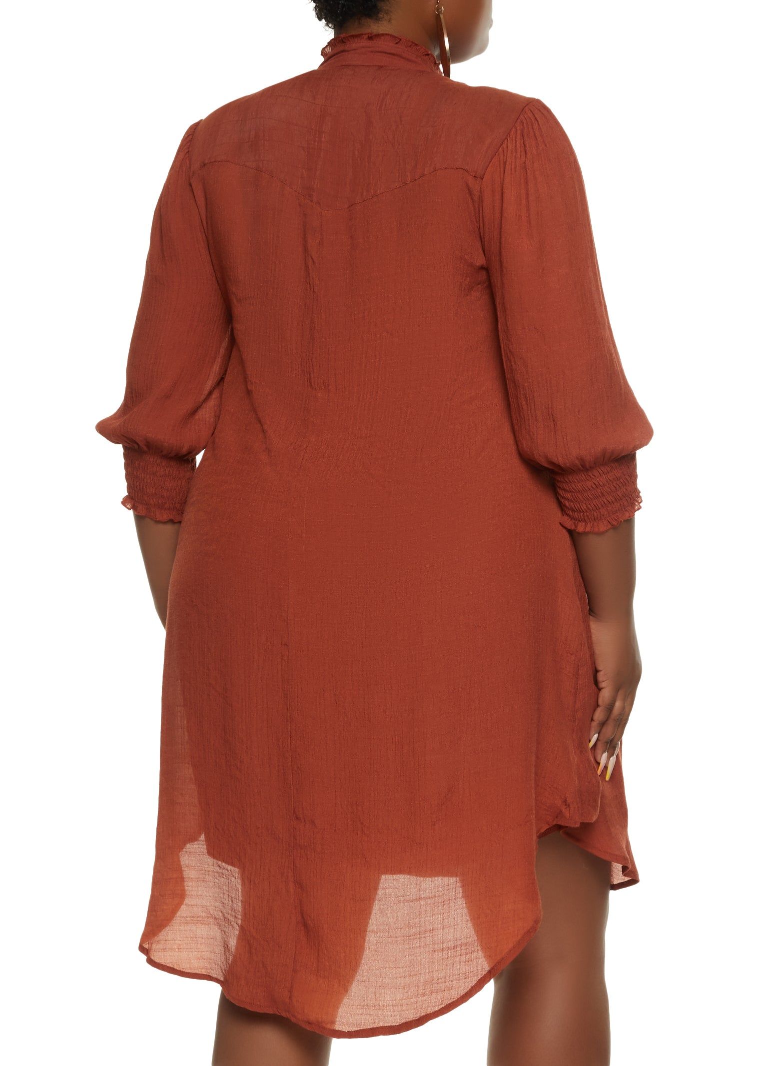 Plus Size Gauze Knit Button Front Shirt Dress sold by Rainbow product image thumbnail 3