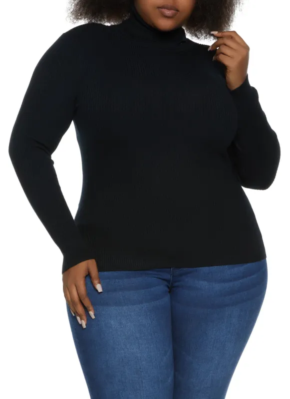 Plus Size Ribbed Turtleneck Sweater sold by Rainbow