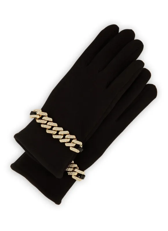 Rhinestone Chain Detail Gloves sold by Rainbow