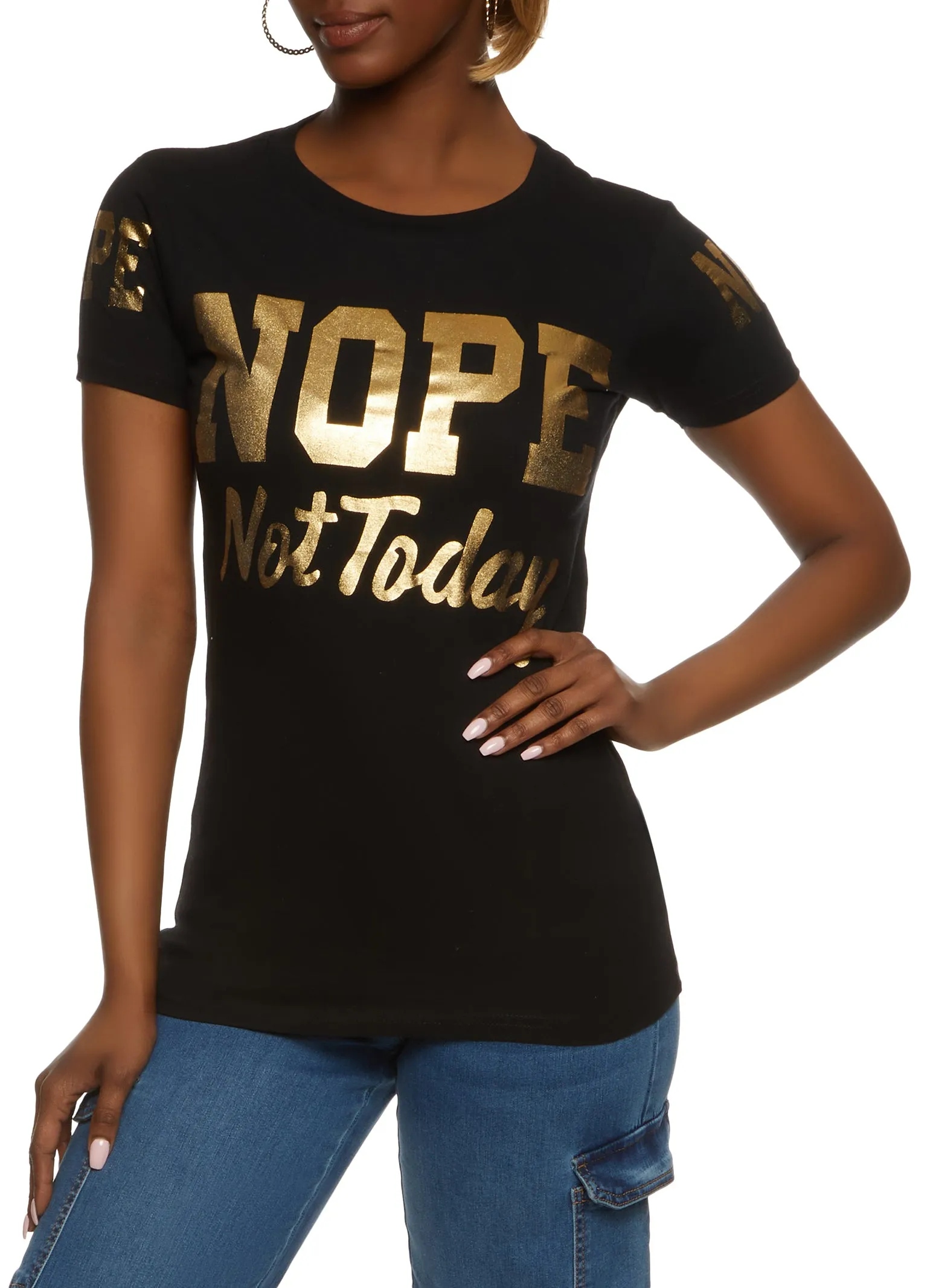 Nope Not Today Foil Graphic Tee sold by Rainbow
