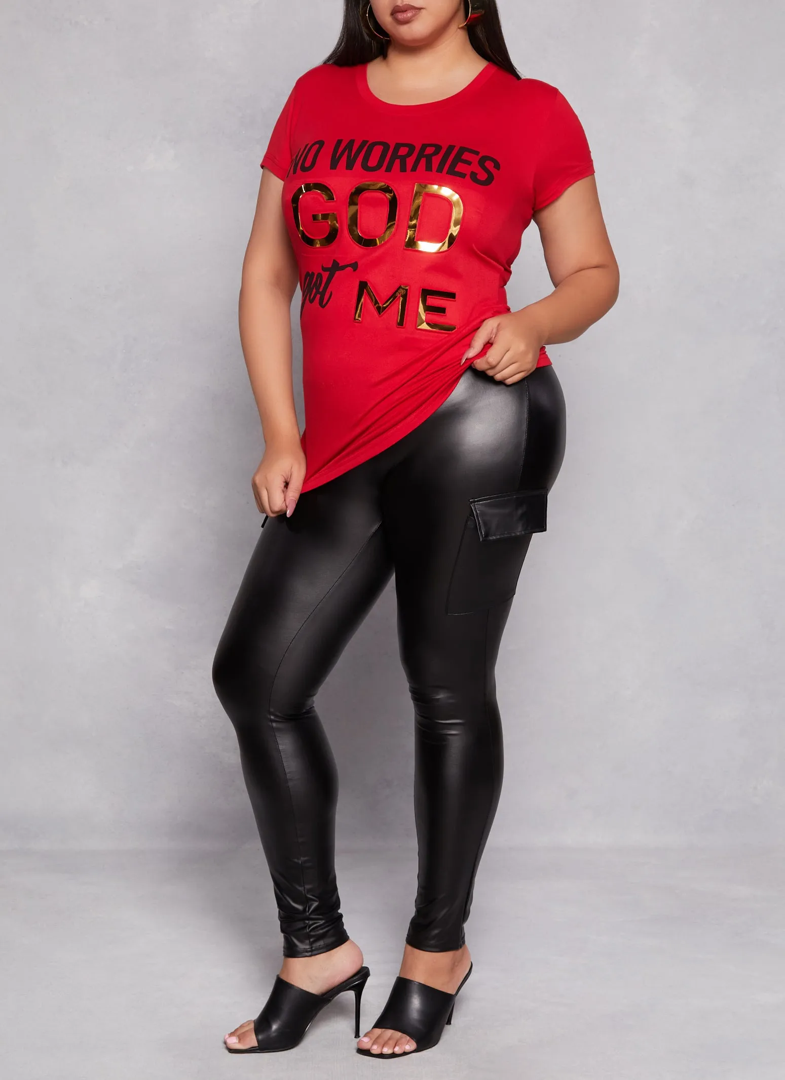 Plus Size No Worries Embossed Foil Graphic Tee sold by Rainbow product image thumbnail 2
