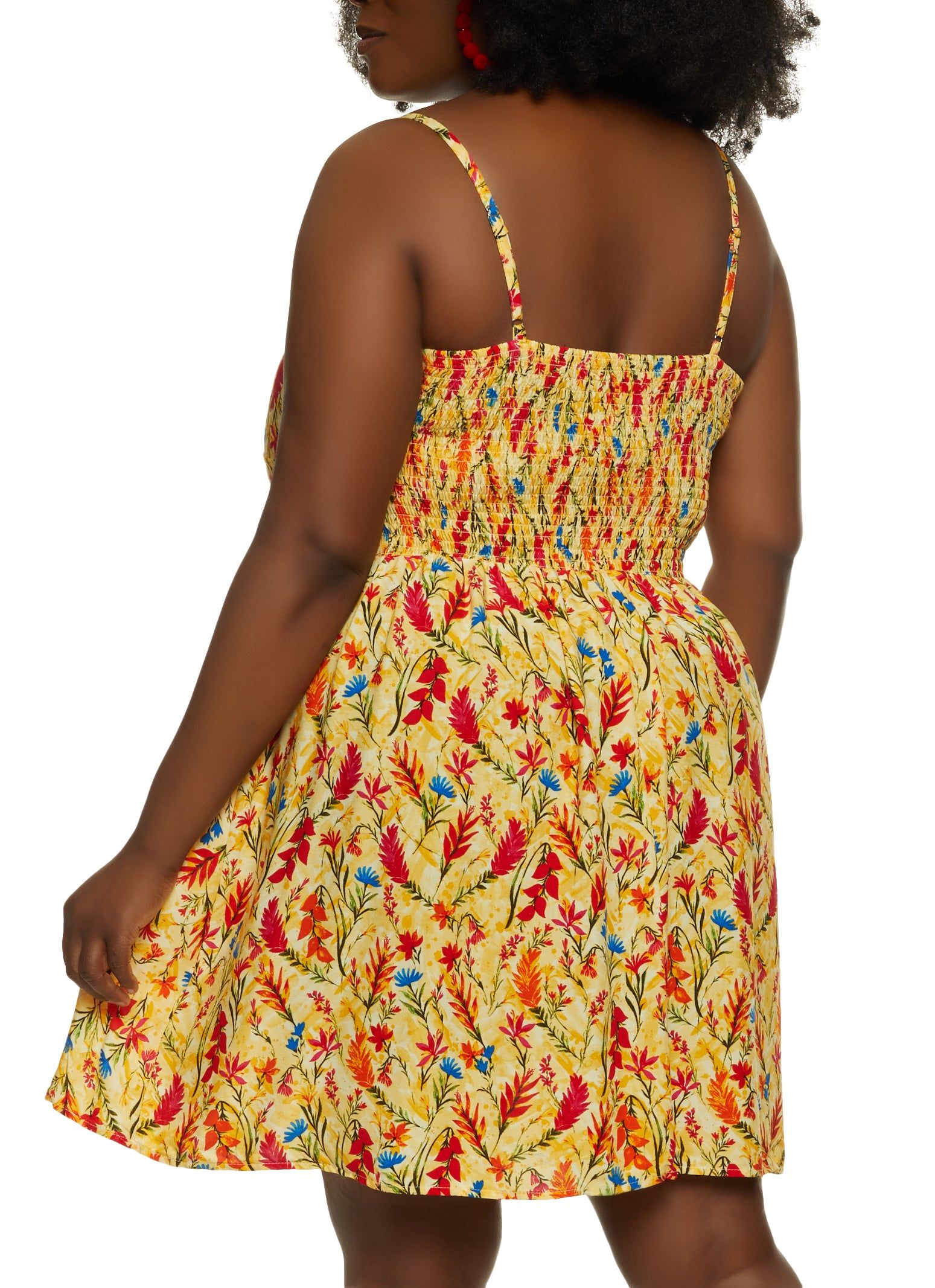 Plus Size Floral Print Smocked Back Sundress sold by Rainbow product image thumbnail 3