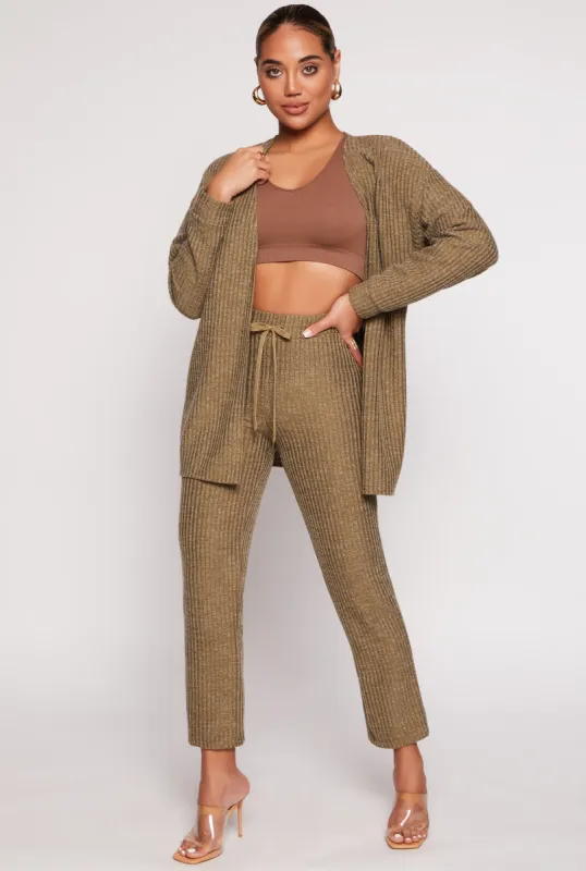 Ribbed Drawstring High Waist Straight Leg Pants sold by Rainbow